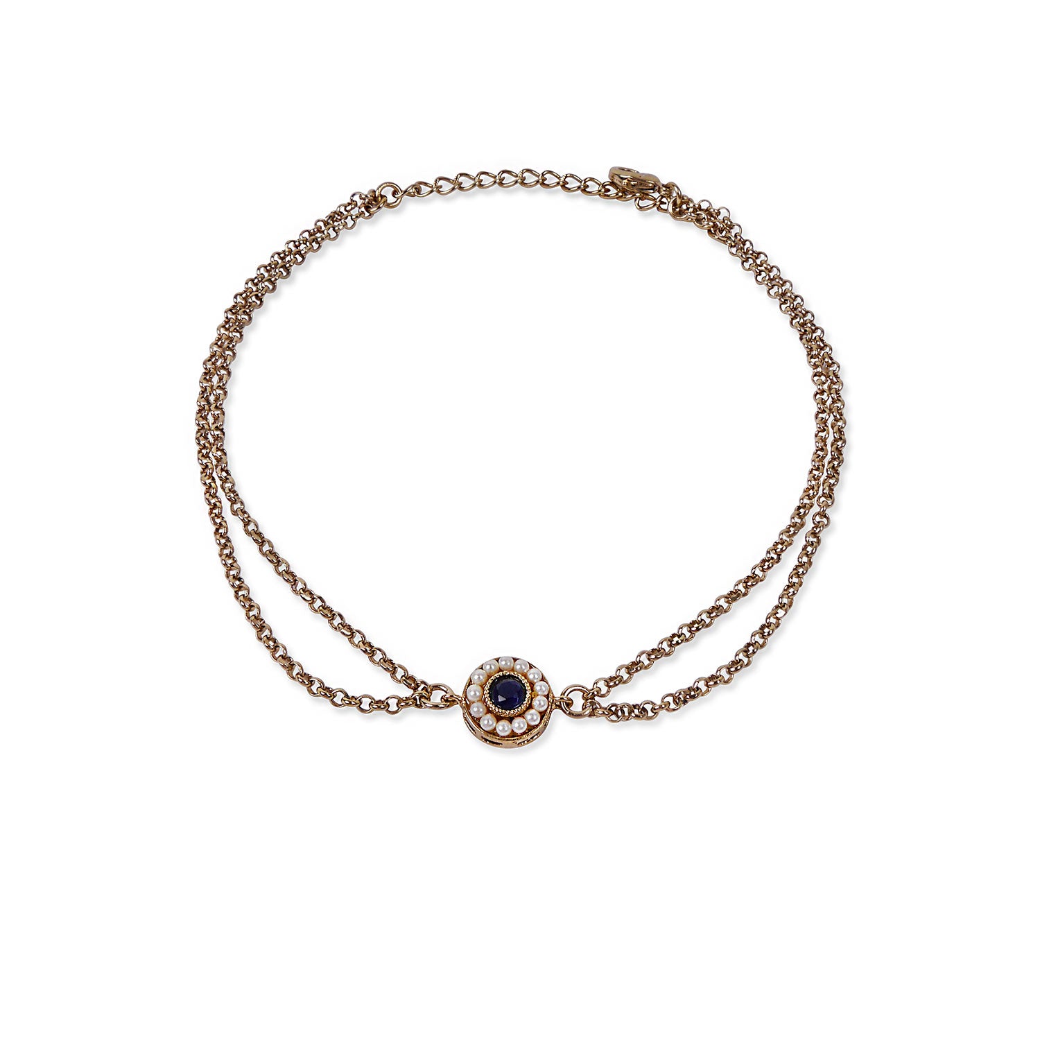 Leela Double Chain Anklet in Navy