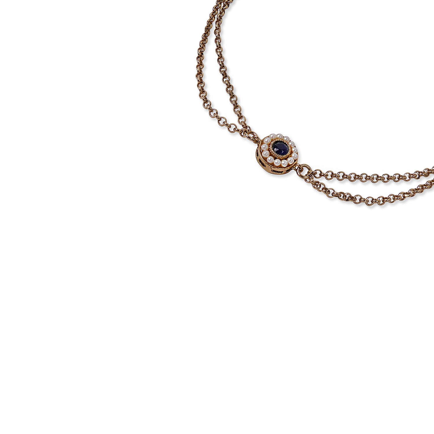 Leela Double Chain Anklet in Navy
