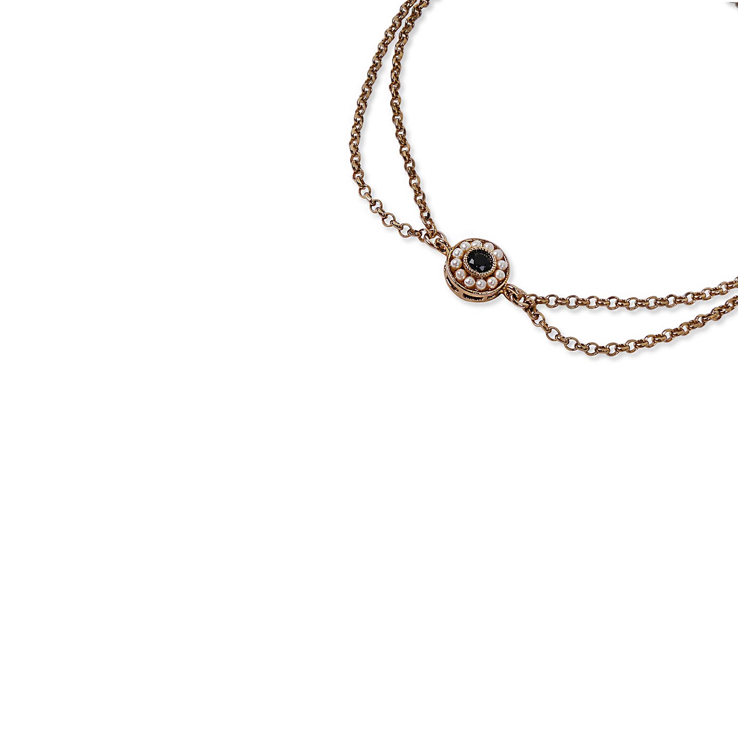 Leela Double Chain Anklet in Black