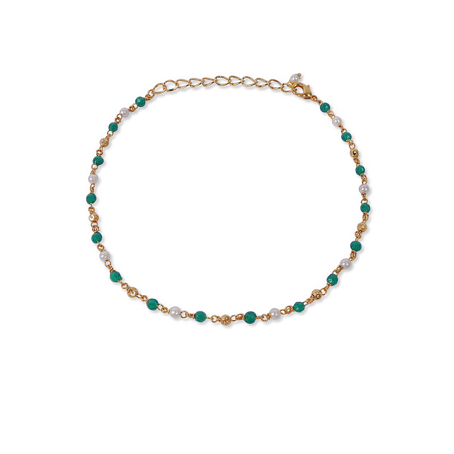 Cora Beaded Anklet in Green