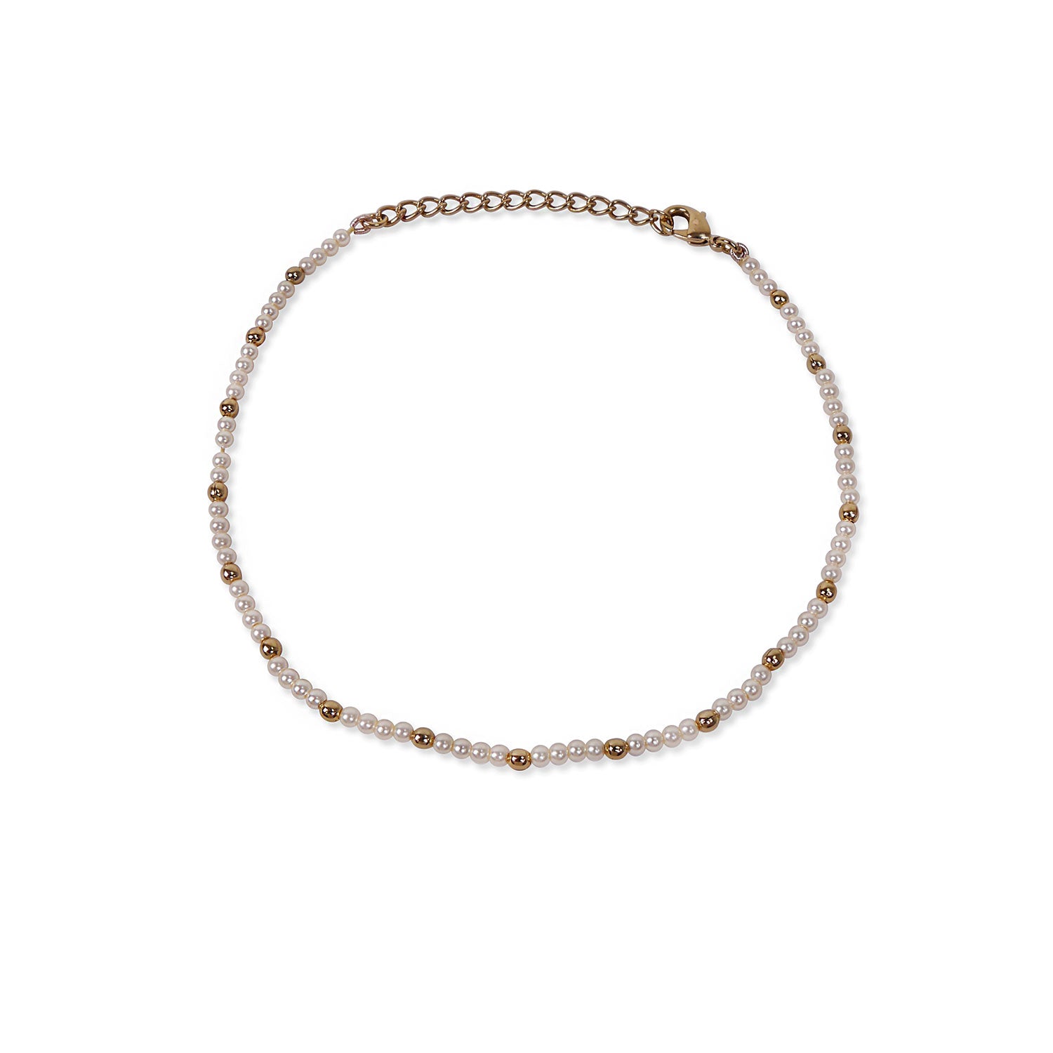 Lara Beaded Anklet in Pearl