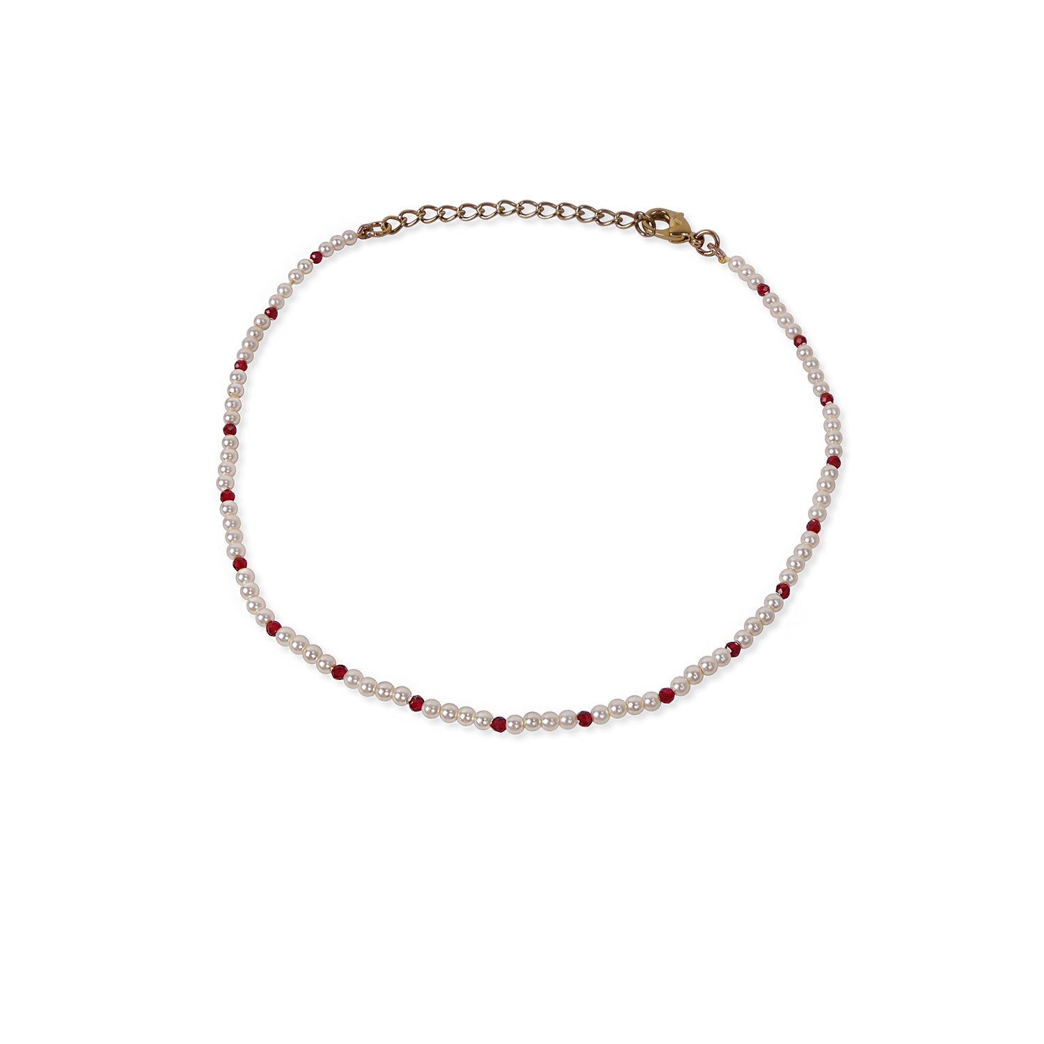 Lara Beaded Anklet in Maroon