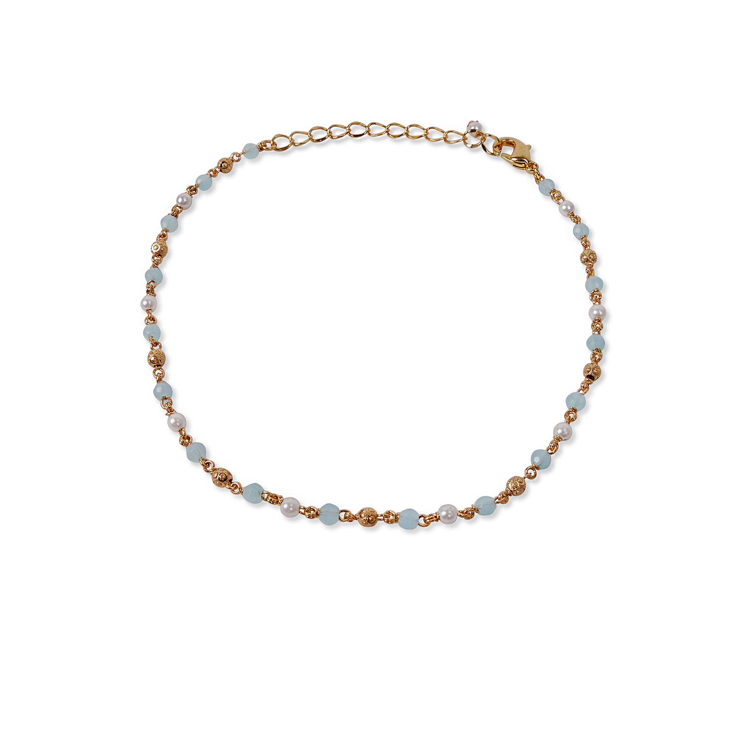 Cora Beaded Anklet in Light Blue