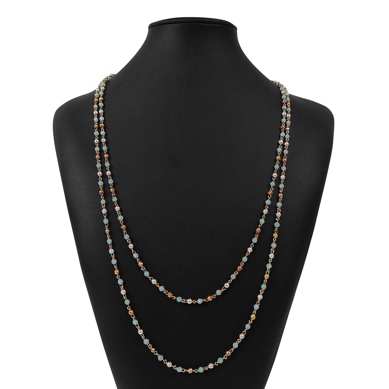 Elana Layered Bead Necklace in Light Blue