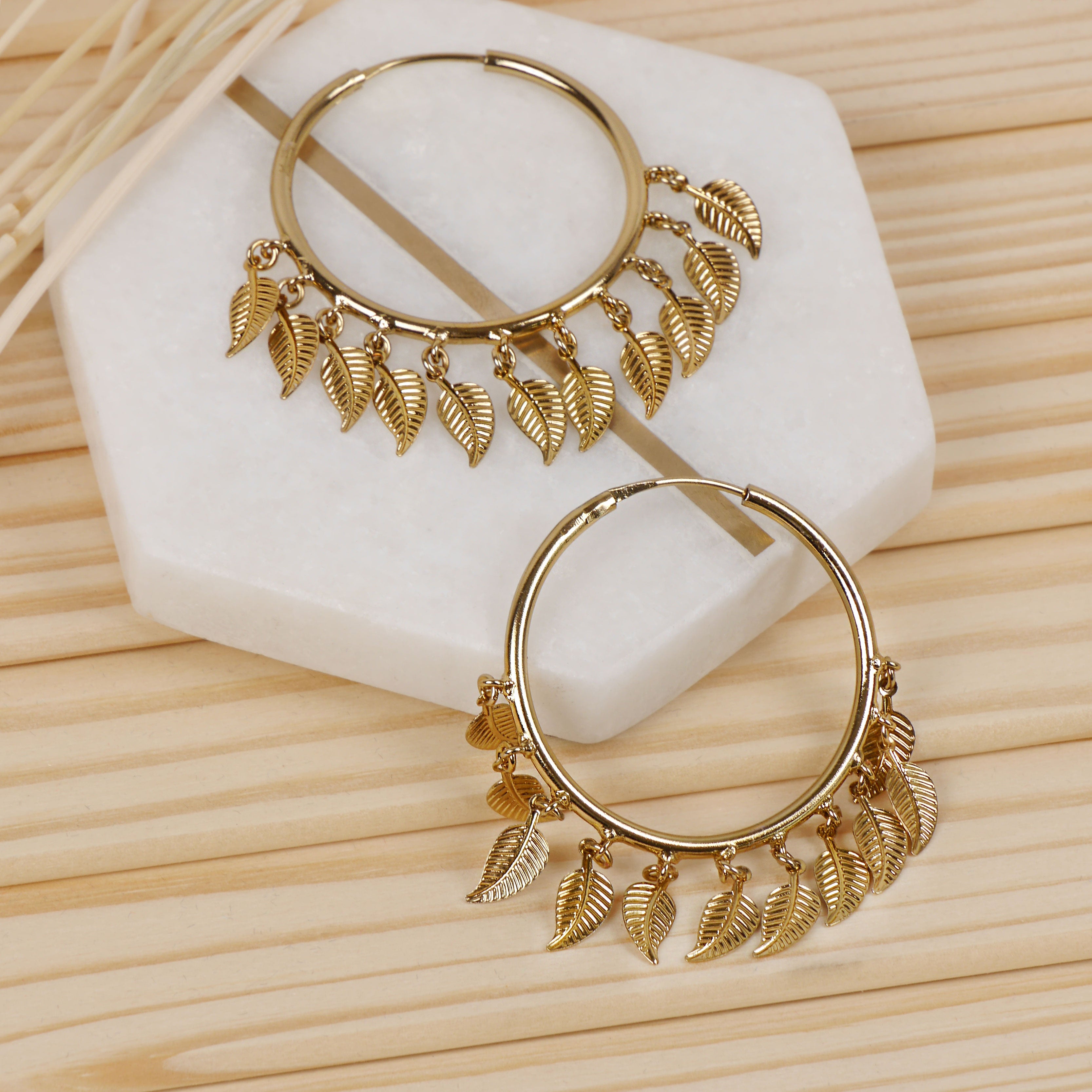Golden Leaf Hoops