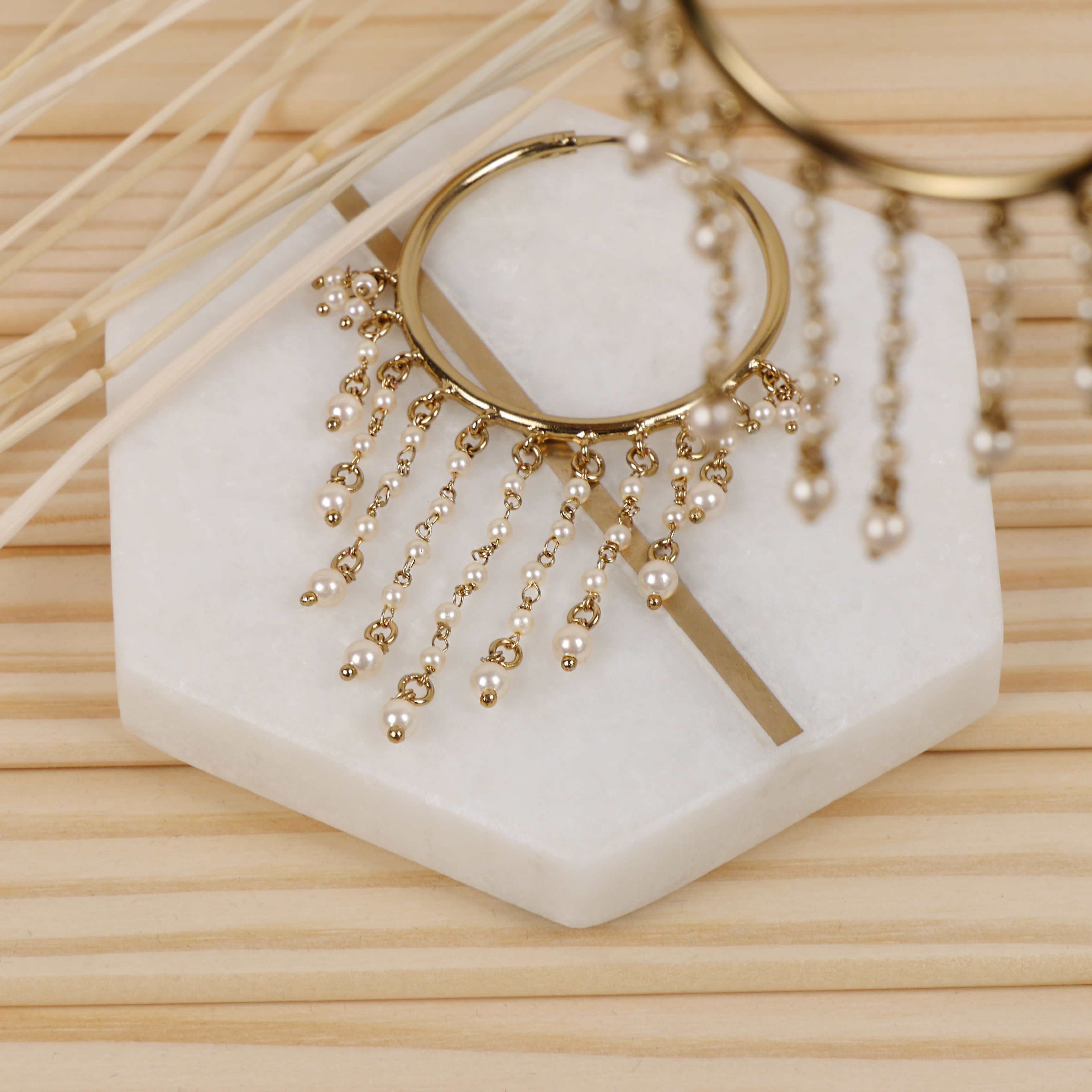 Jaslene Pearl Hoop Earrings
