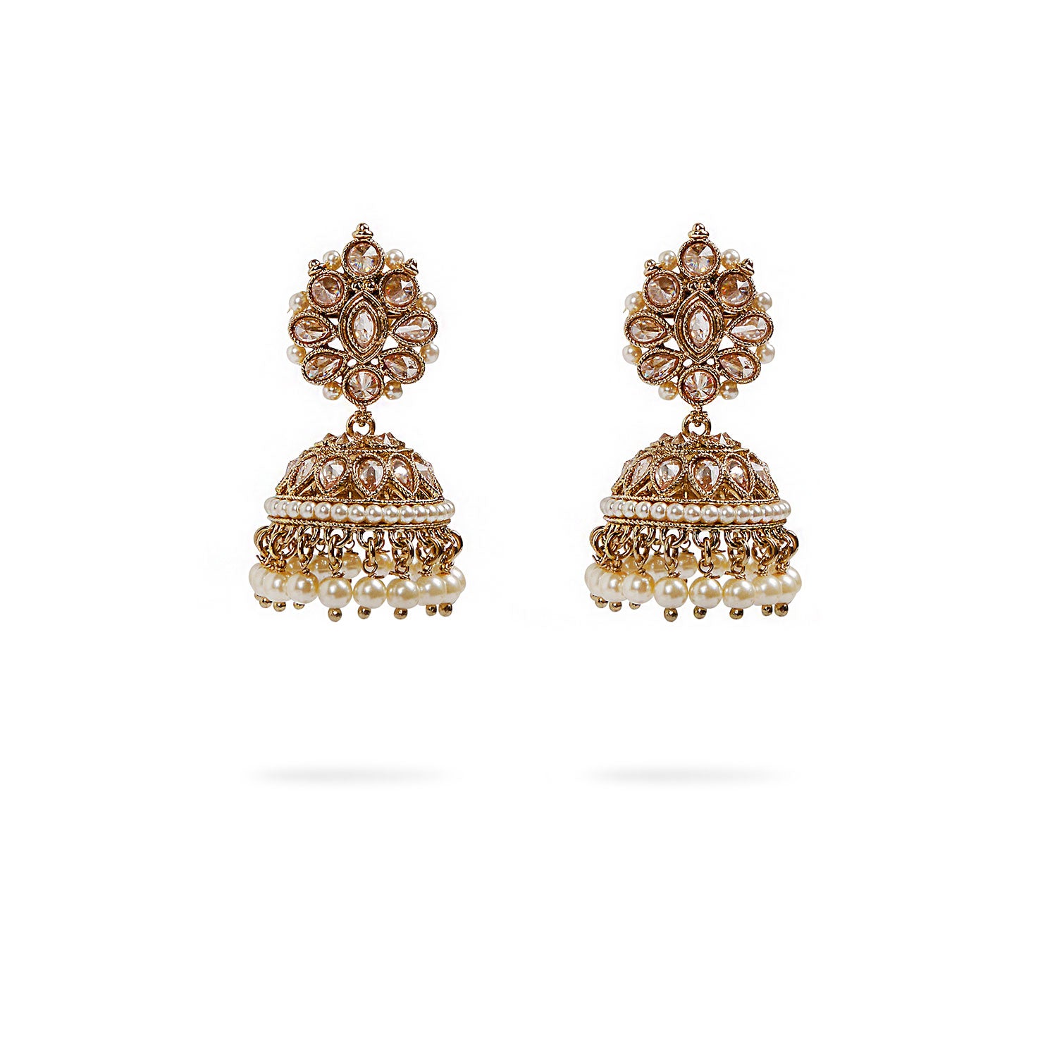 Kesar Jhumka Earrings in Pearl