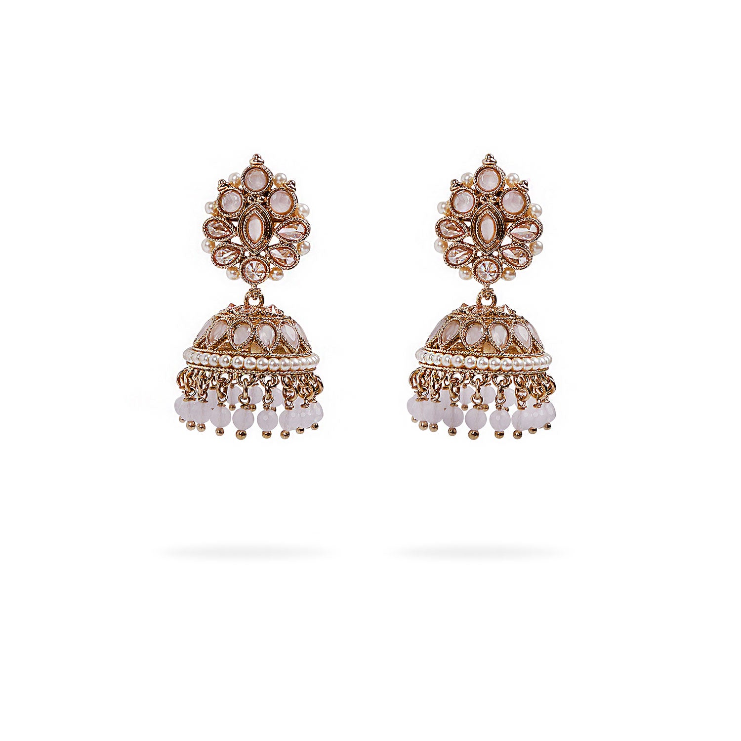Kesar Jhumka Earrings in Light Pink