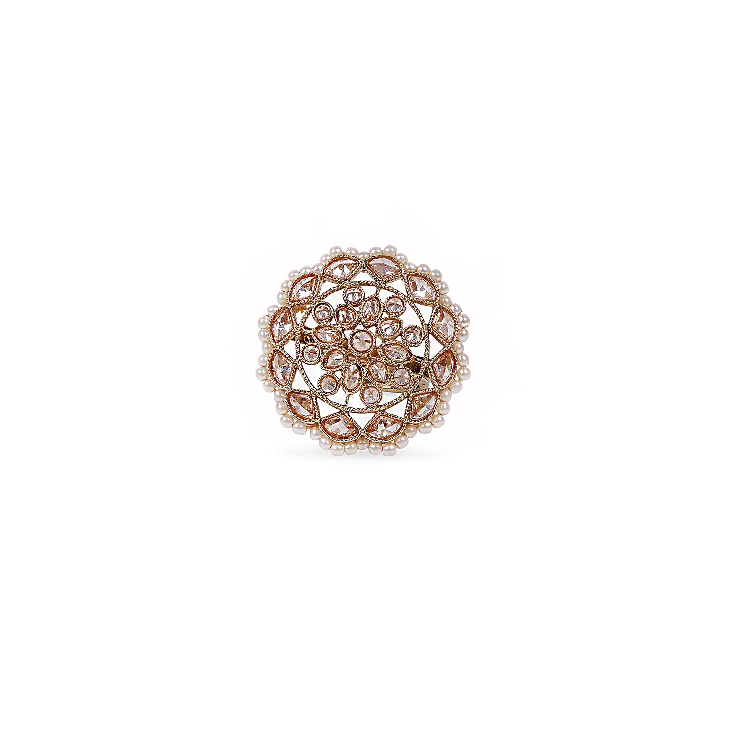 Ornate Ring in Pearl and Antique Gold