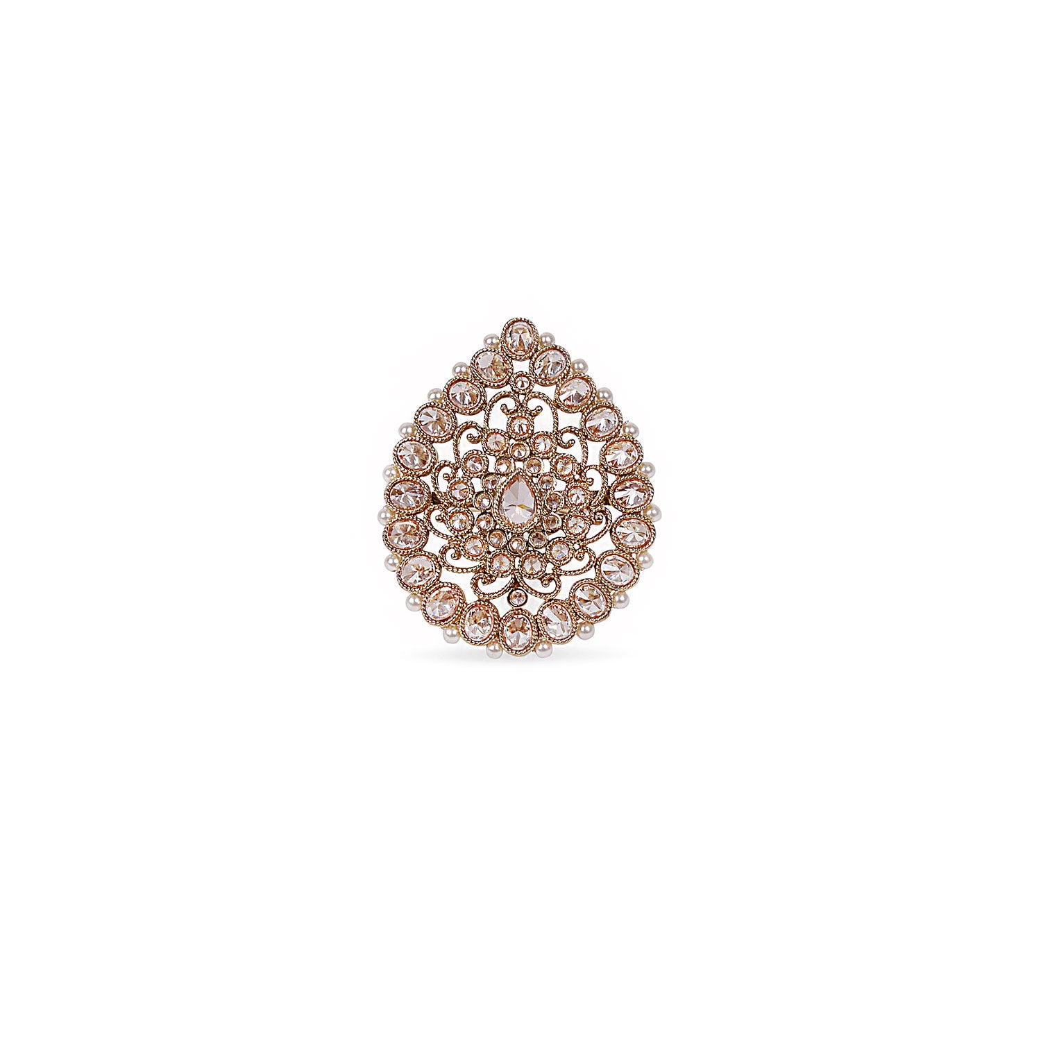 Grand Teardrop Ring in Antique Gold