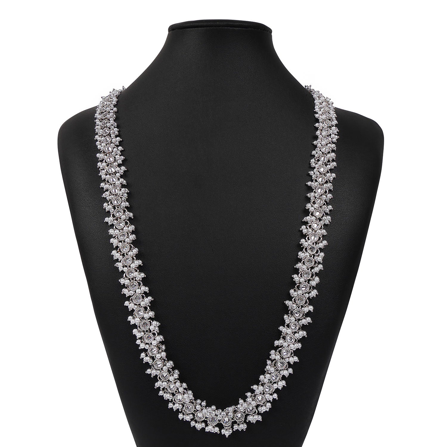 Laila Pearl Cluster Necklace in Rhodium