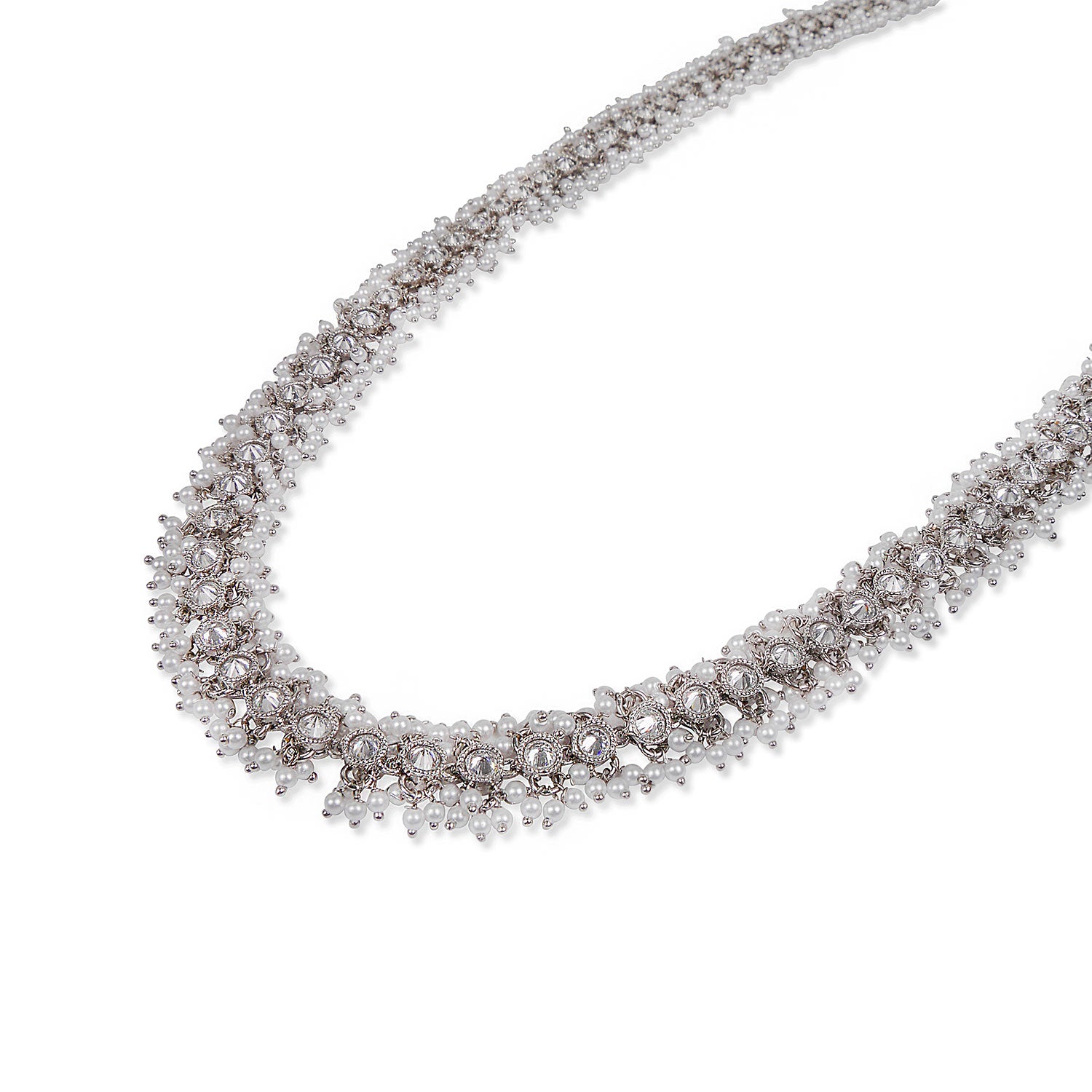 Laila Pearl Cluster Necklace in Rhodium