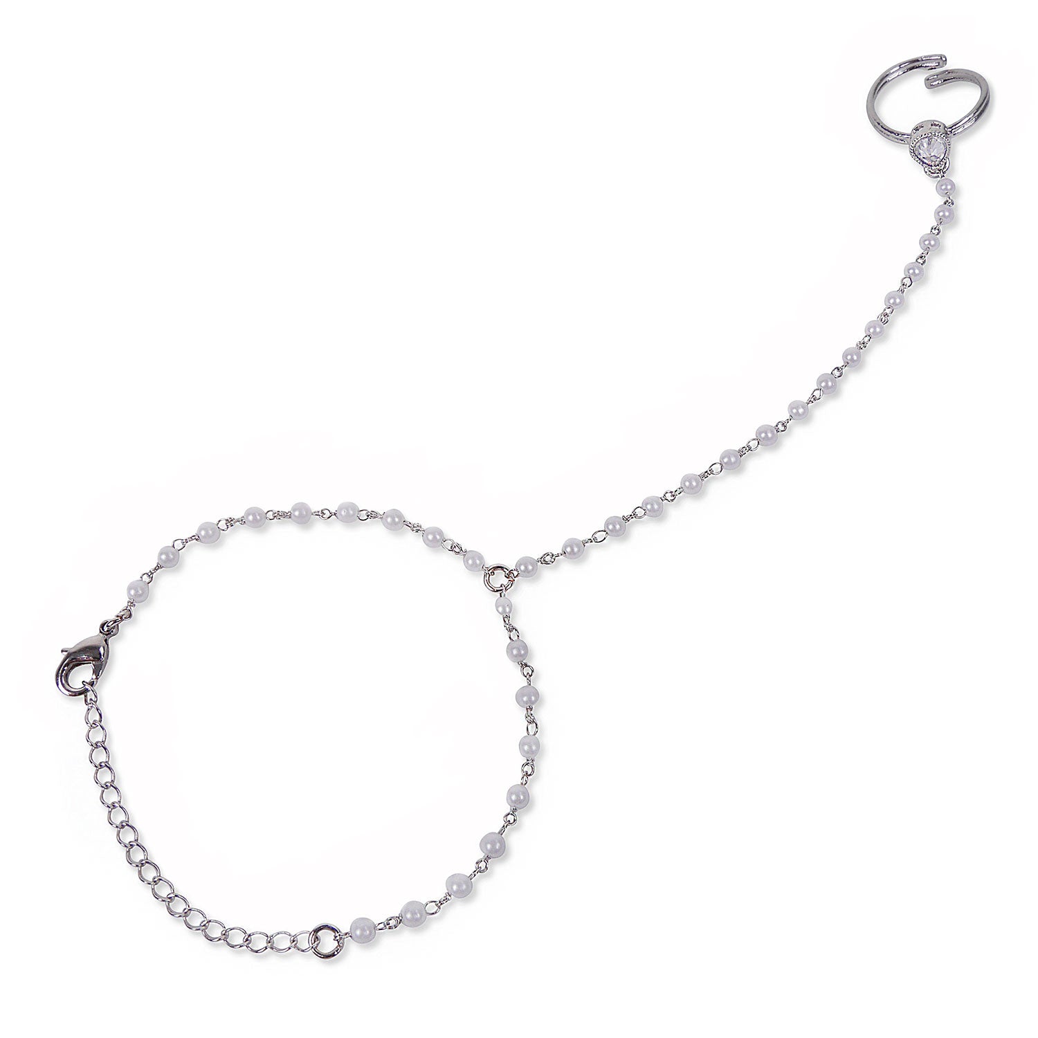 Pearl Hand Chain in Rhodium