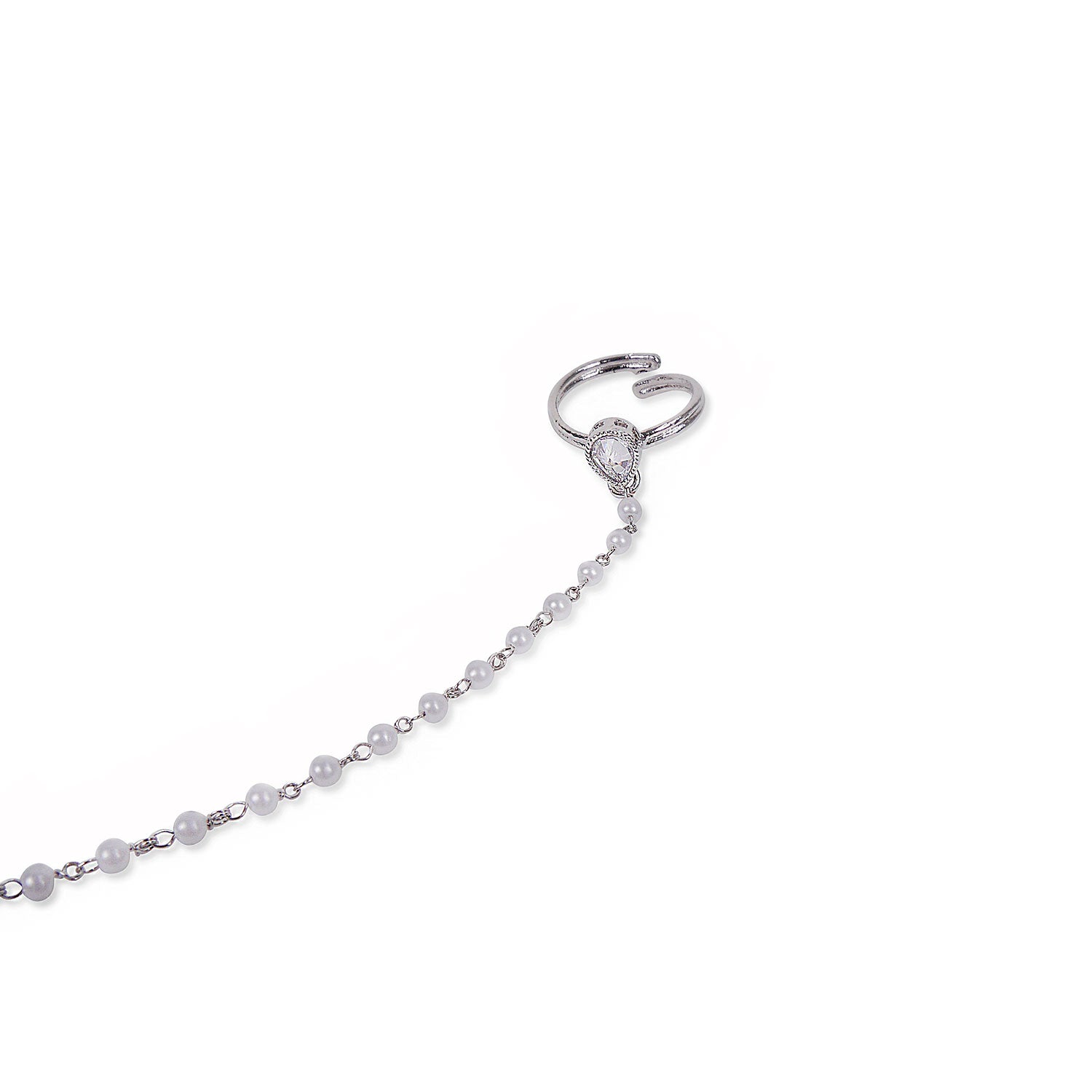 Pearl Hand Chain in Rhodium