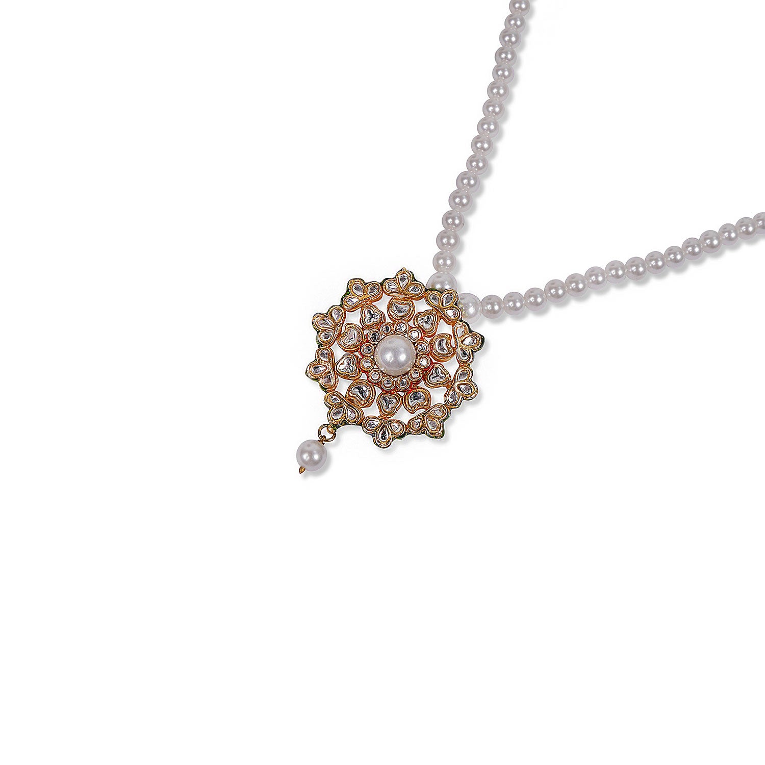 Neera Kundan Pendant Set in Pearl
