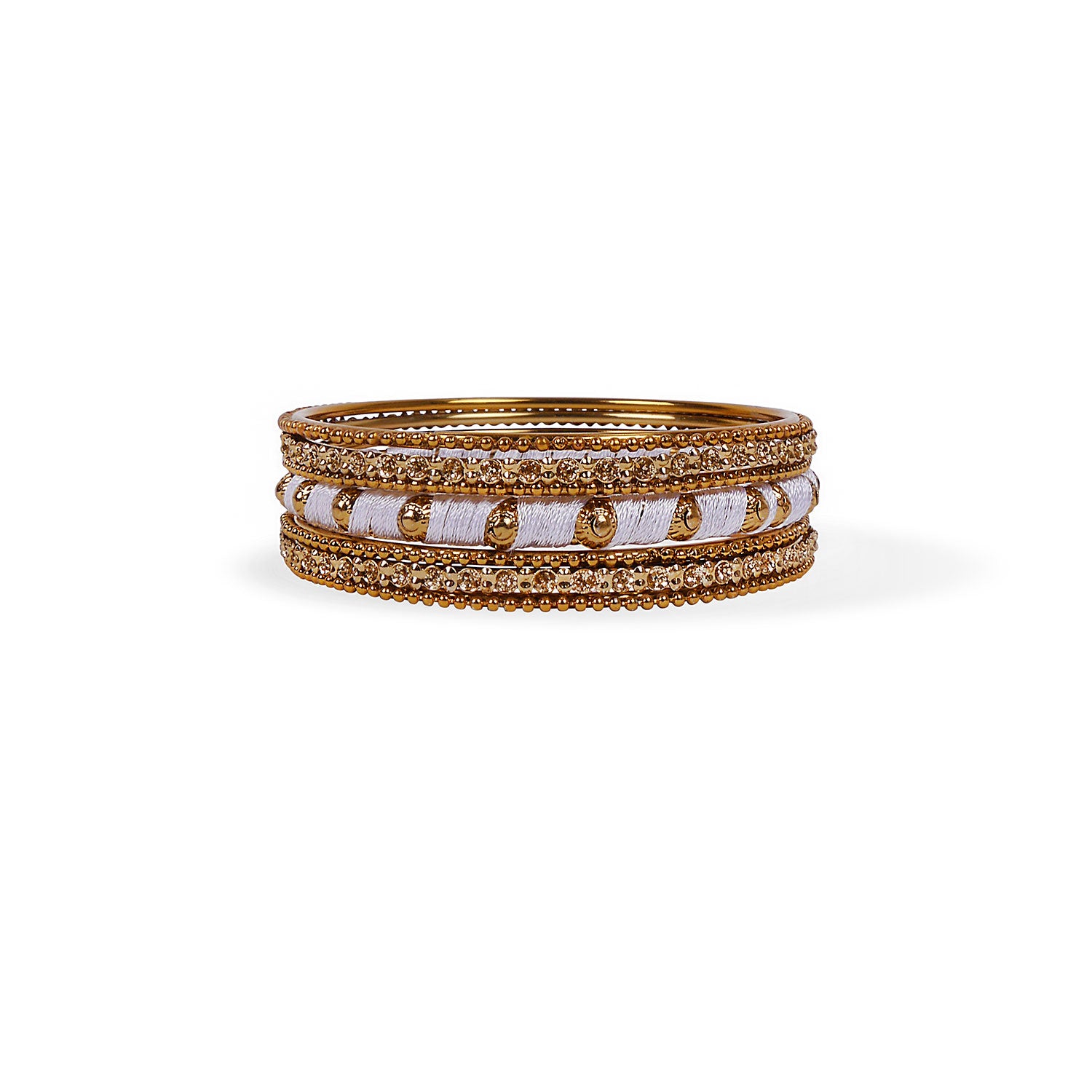 Elegant Thread Bangle Set in White