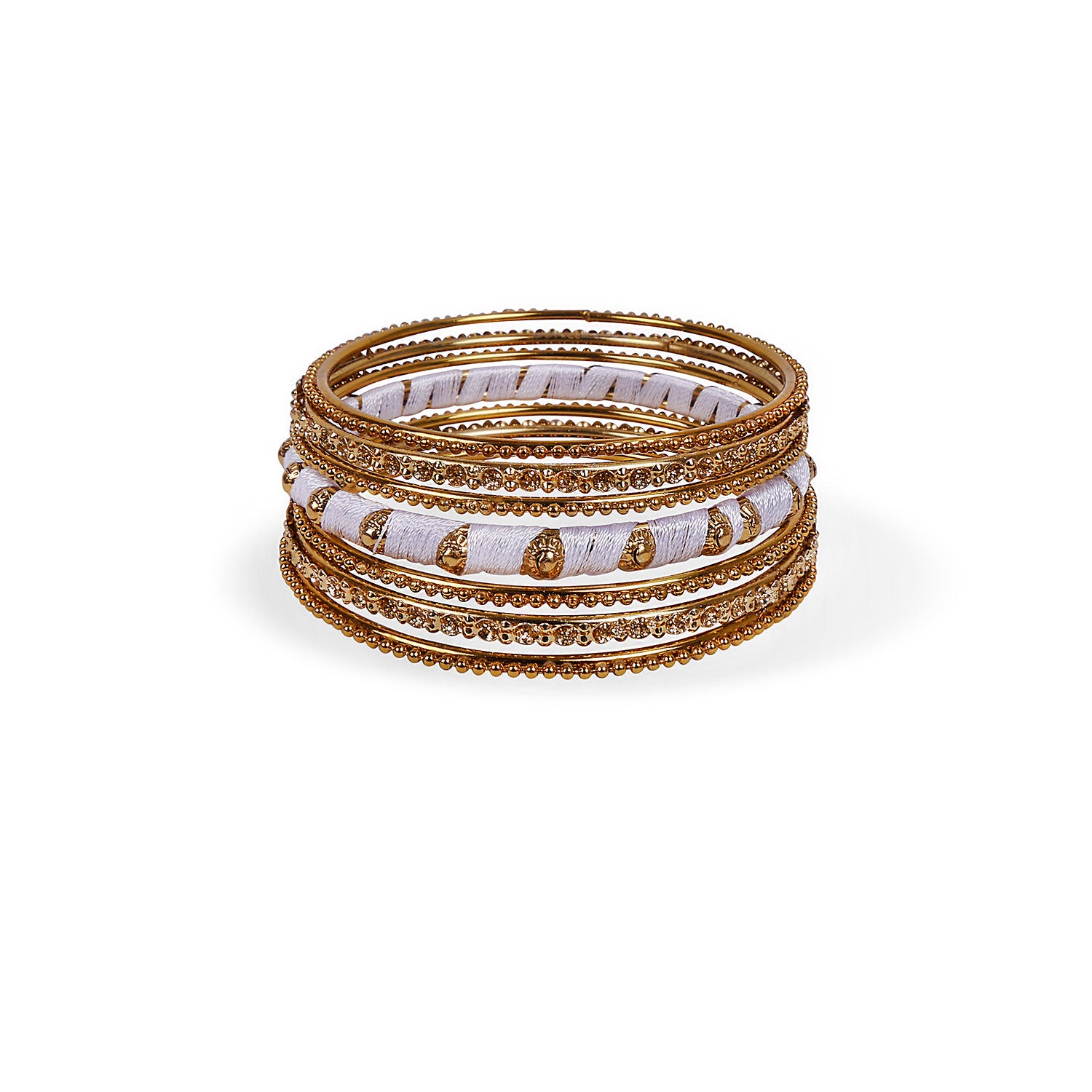 Elegant Thread Bangle Set in White