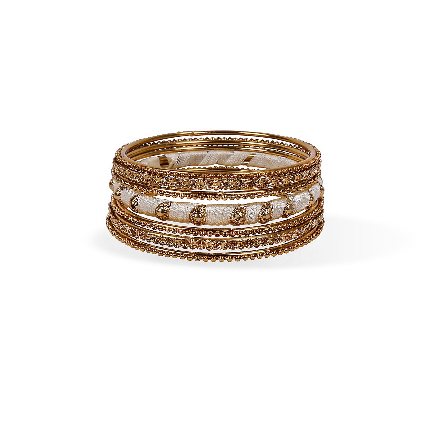 Cream Thread and Antique Bangle Set