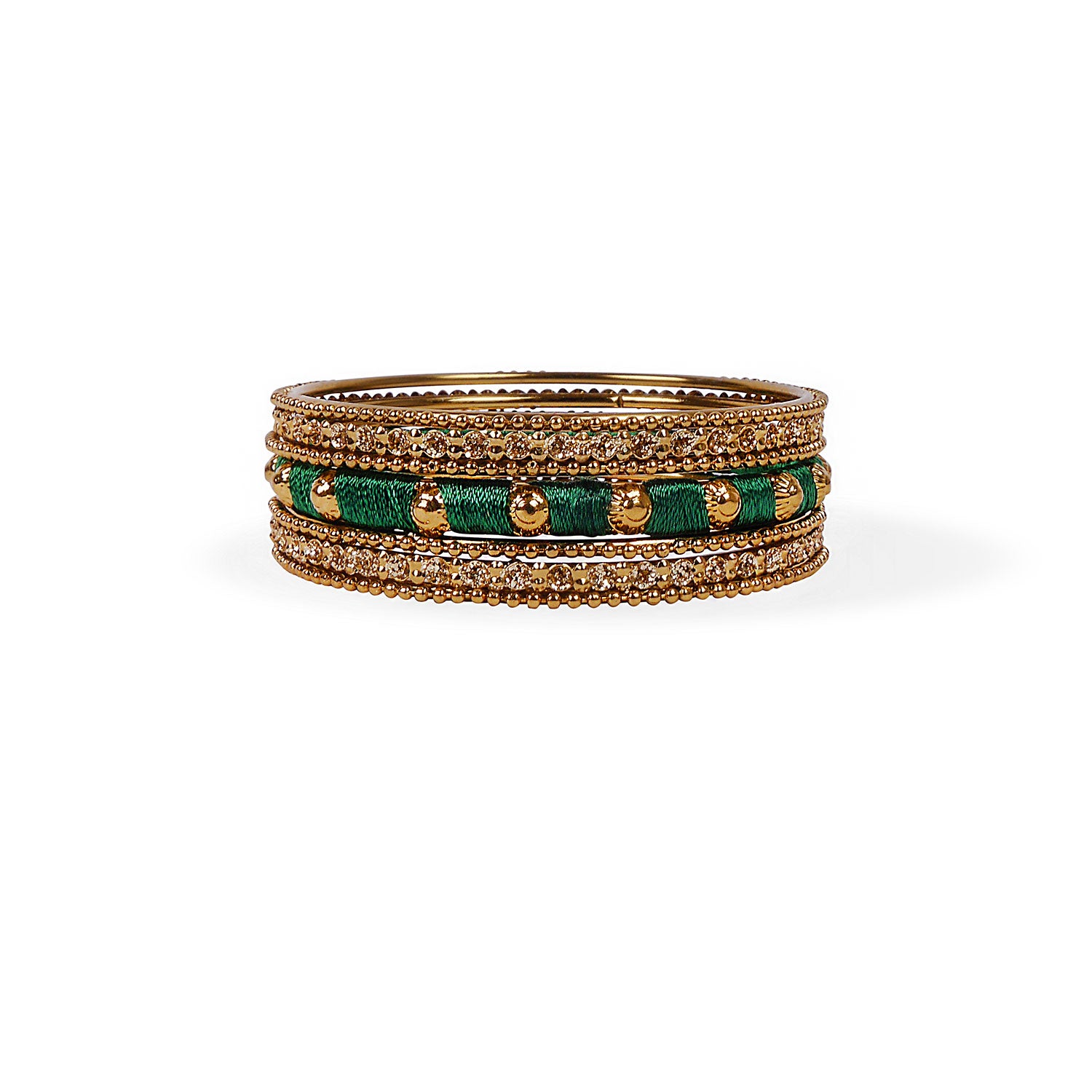 Emerald Thread and Antique Bangle Set