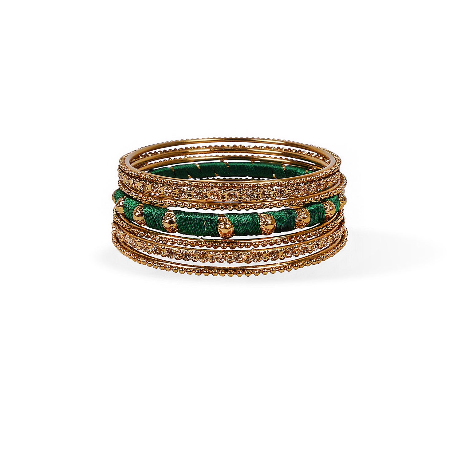 Emerald Thread and Antique Bangle Set