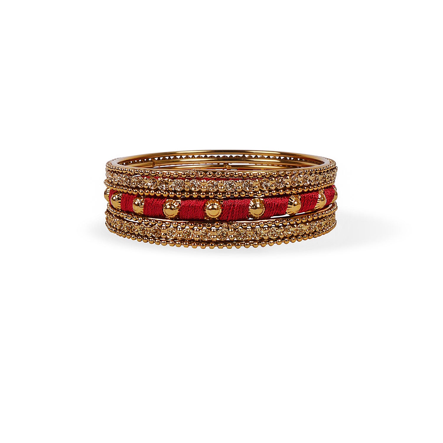 Maroon Thread and Antique Bangle Set