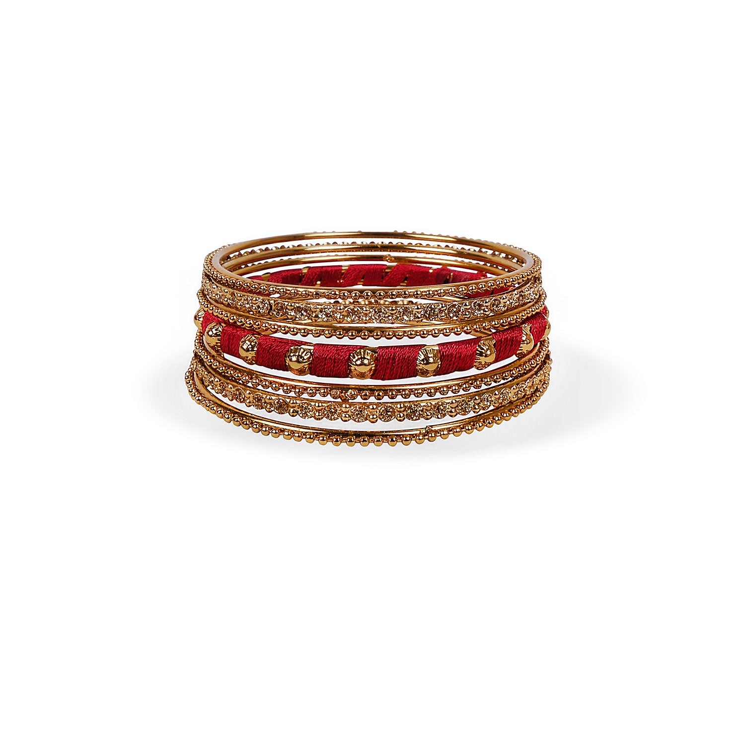 Maroon Thread and Antique Bangle Set