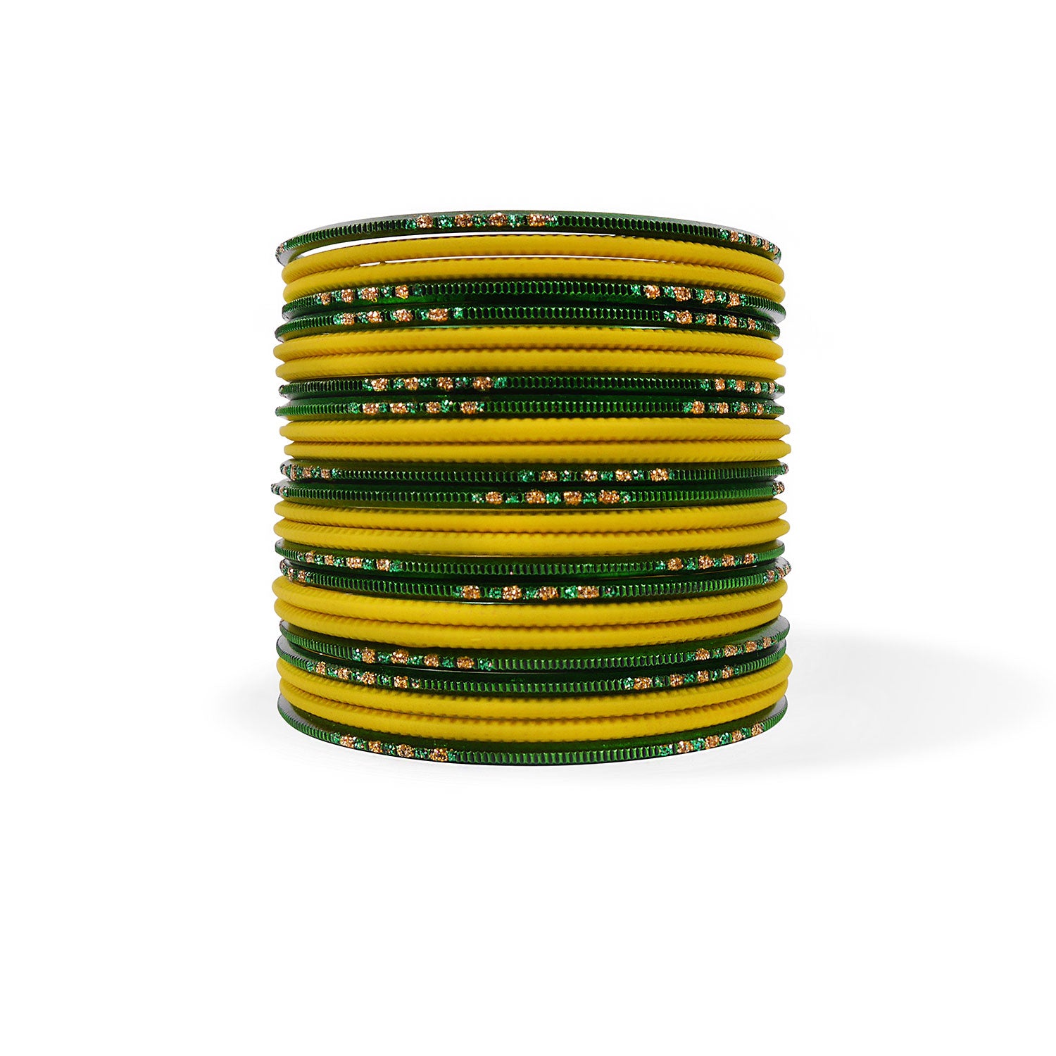 Forest Green and Yellow Bangle Stack