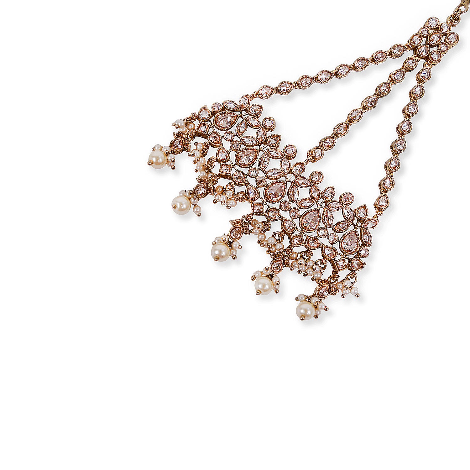 Zina Jhumar in Pearl and Antique Gold