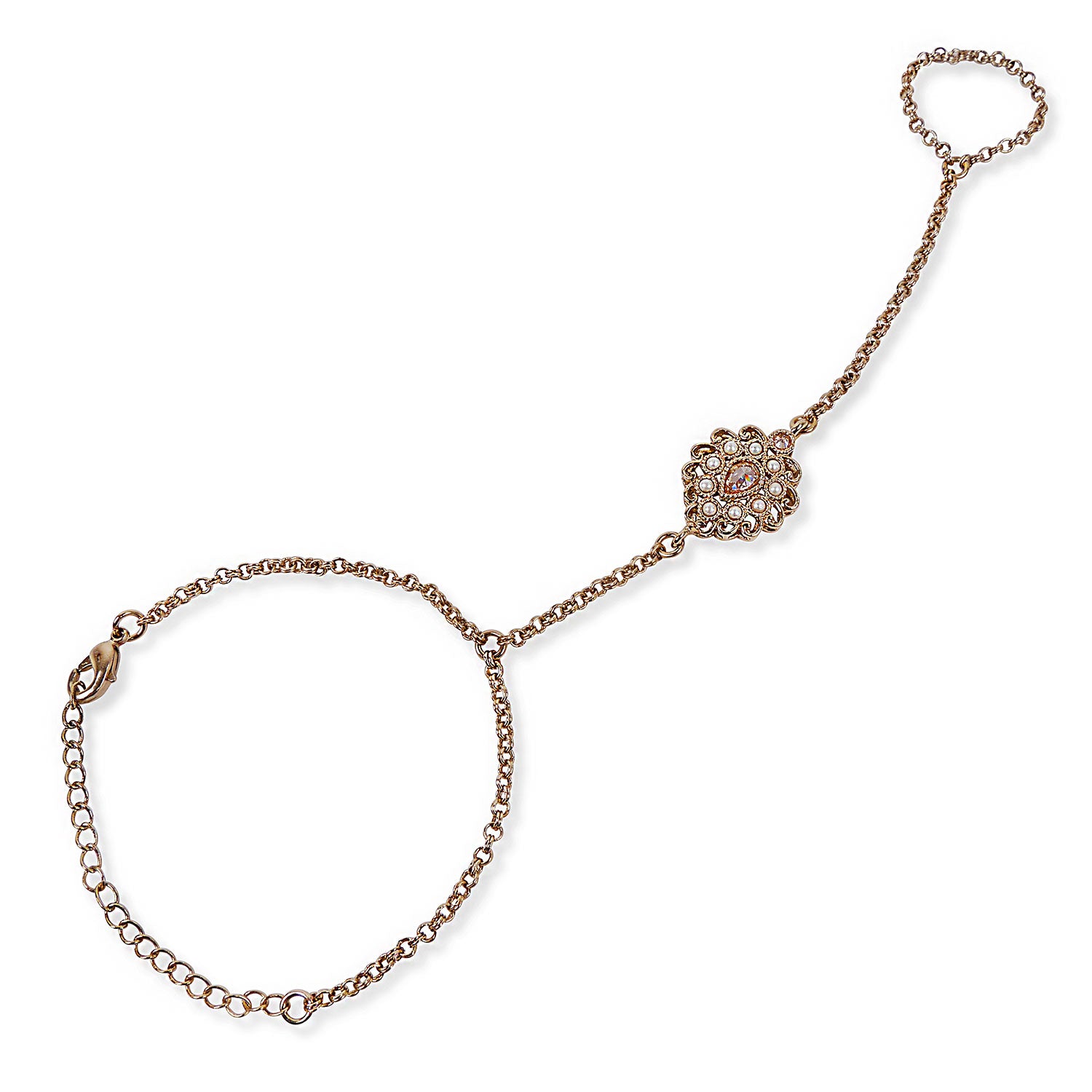 Teardrop Handpiece in Pearl and Antique Gold