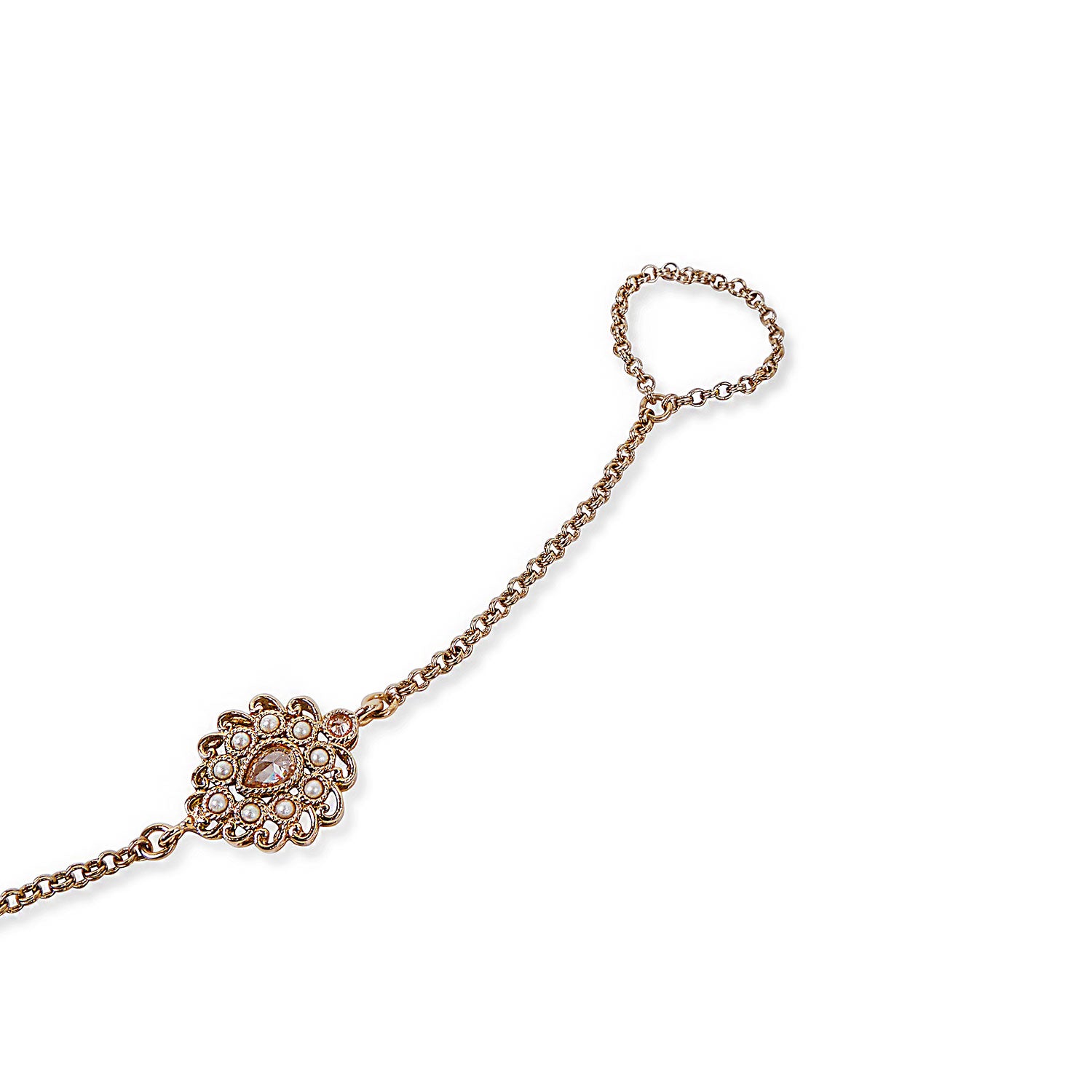 Teardrop Handpiece in Pearl and Antique Gold