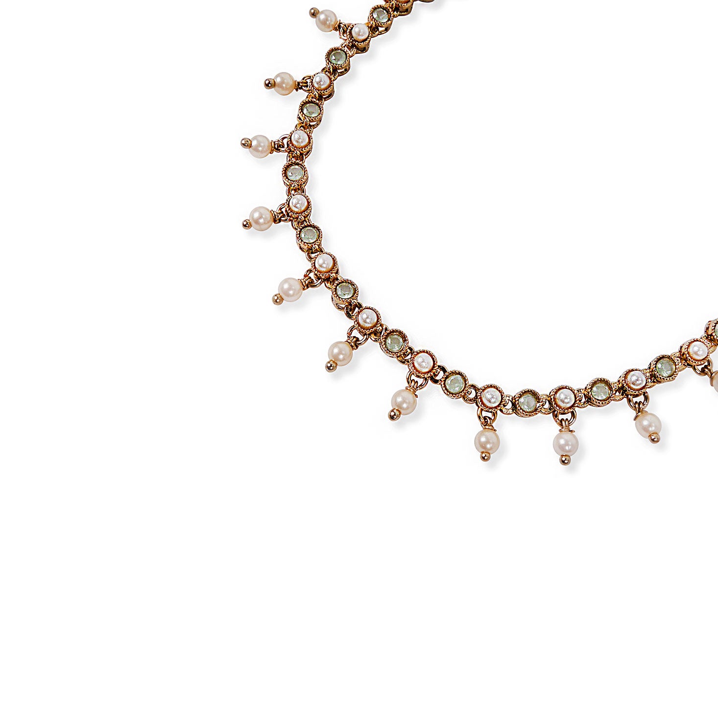 Malika Anklet in Mint and Pearl