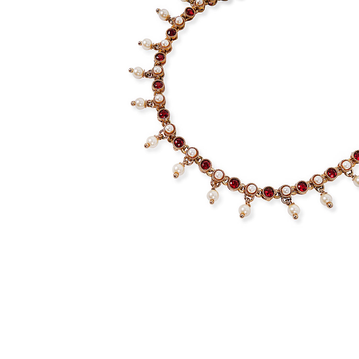 Malika Anklet in Maroon and Pearl