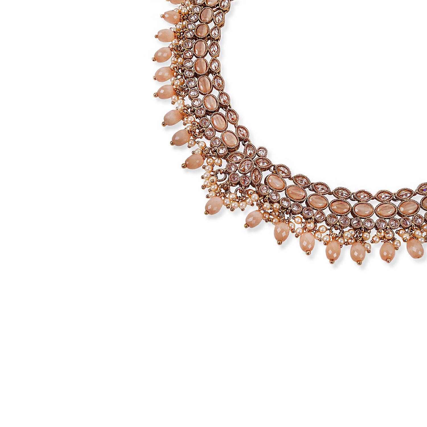 Aditi Necklace Set in Peach and Antique Gold
