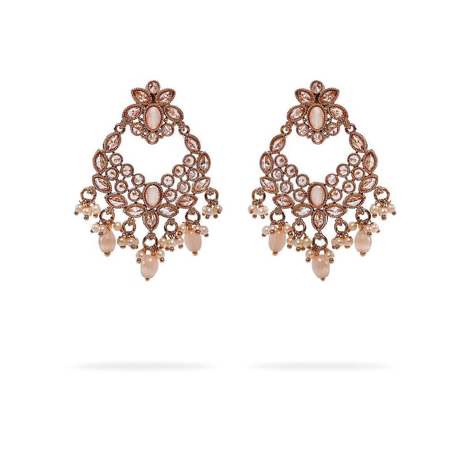 Aditi Necklace Set in Peach and Antique Gold