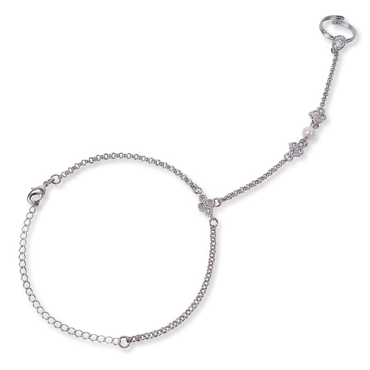 Dipali Hand Chain in Rhodium