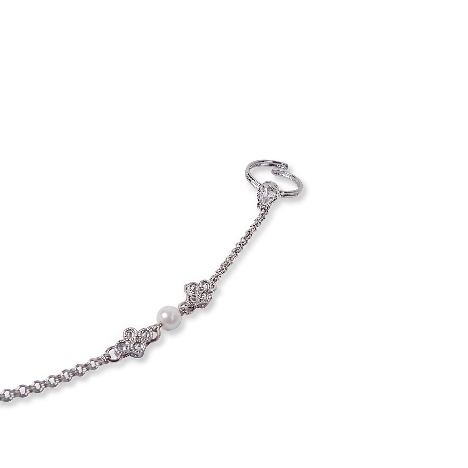 Dipali Hand Chain in Rhodium
