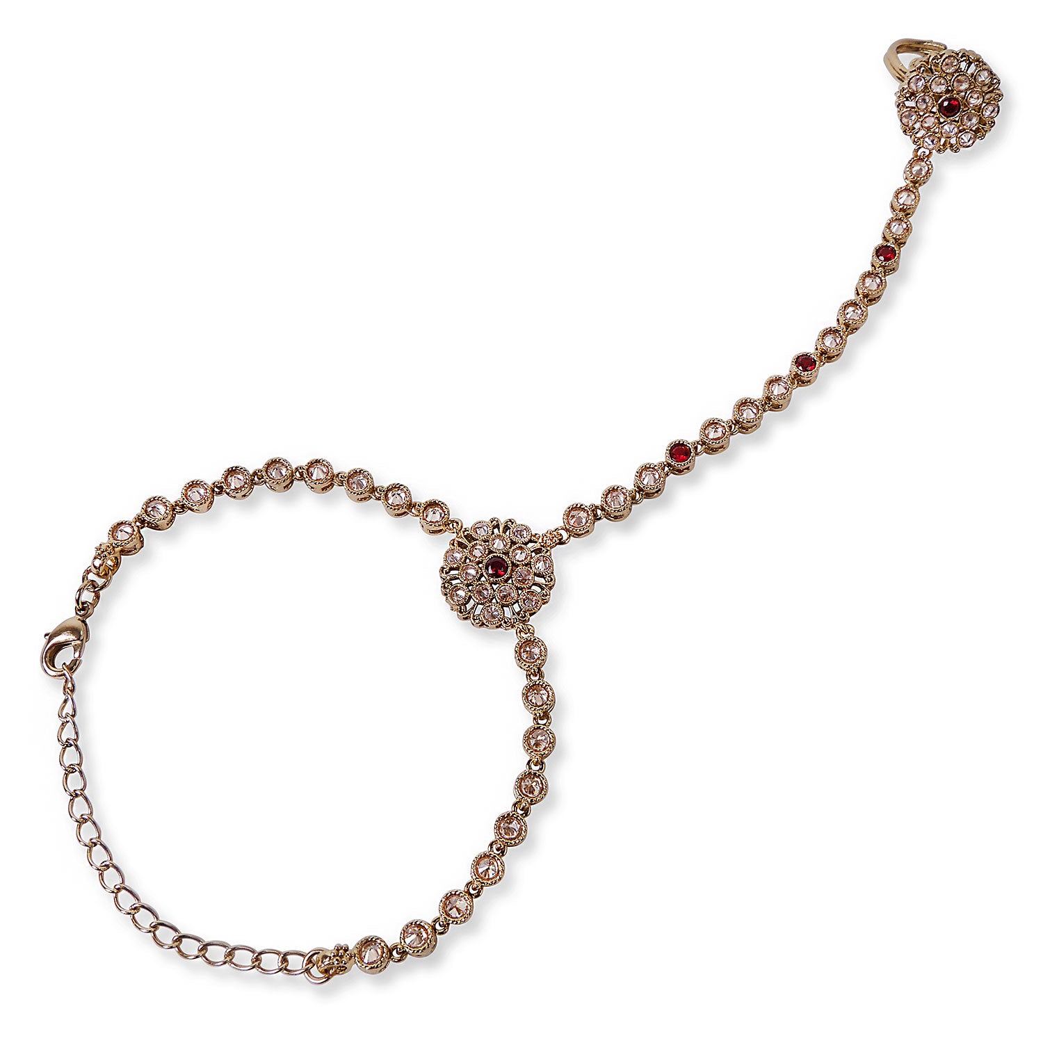 Samiya Hand Chain in Maroon and Antique Gold