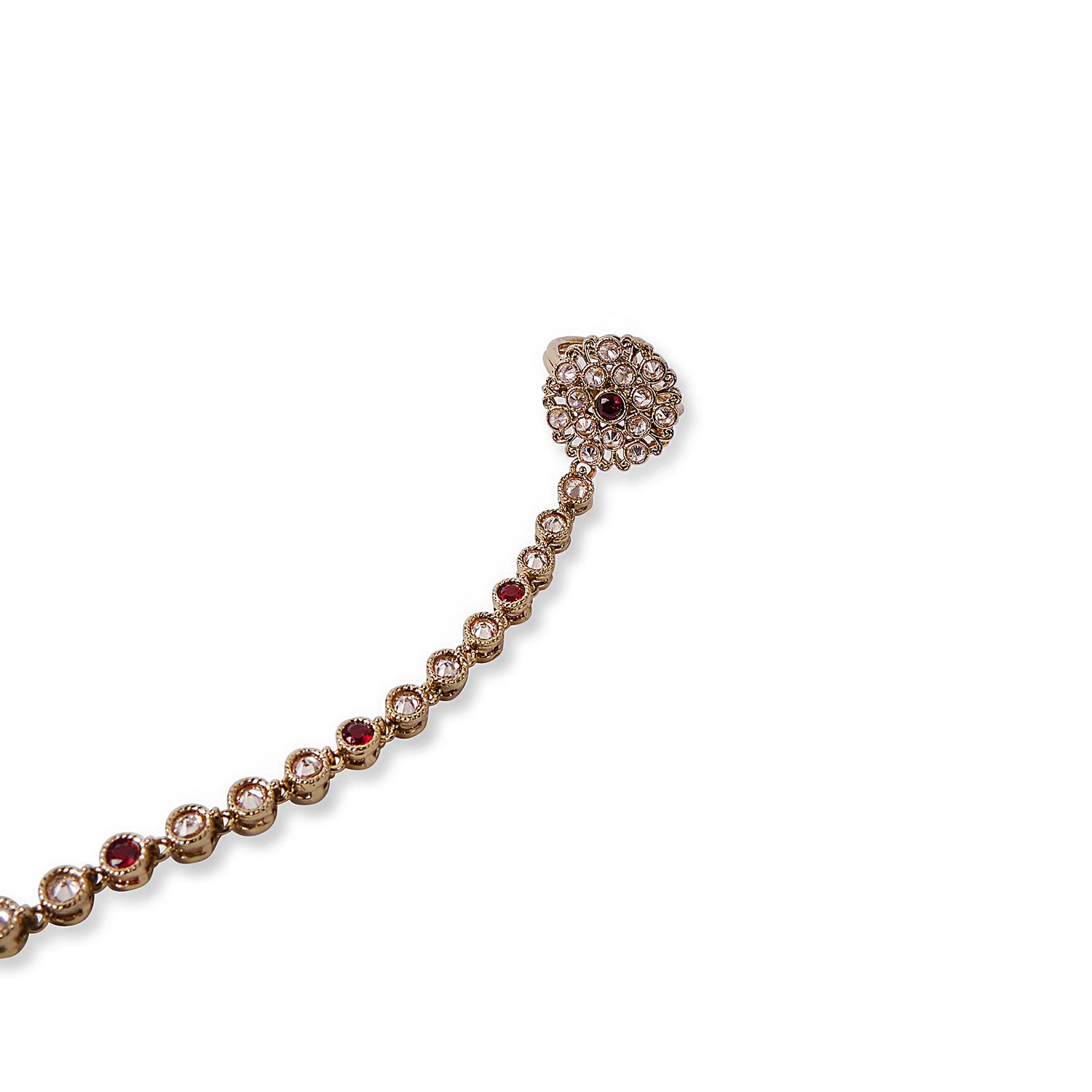 Samiya Hand Chain in Maroon and Antique Gold