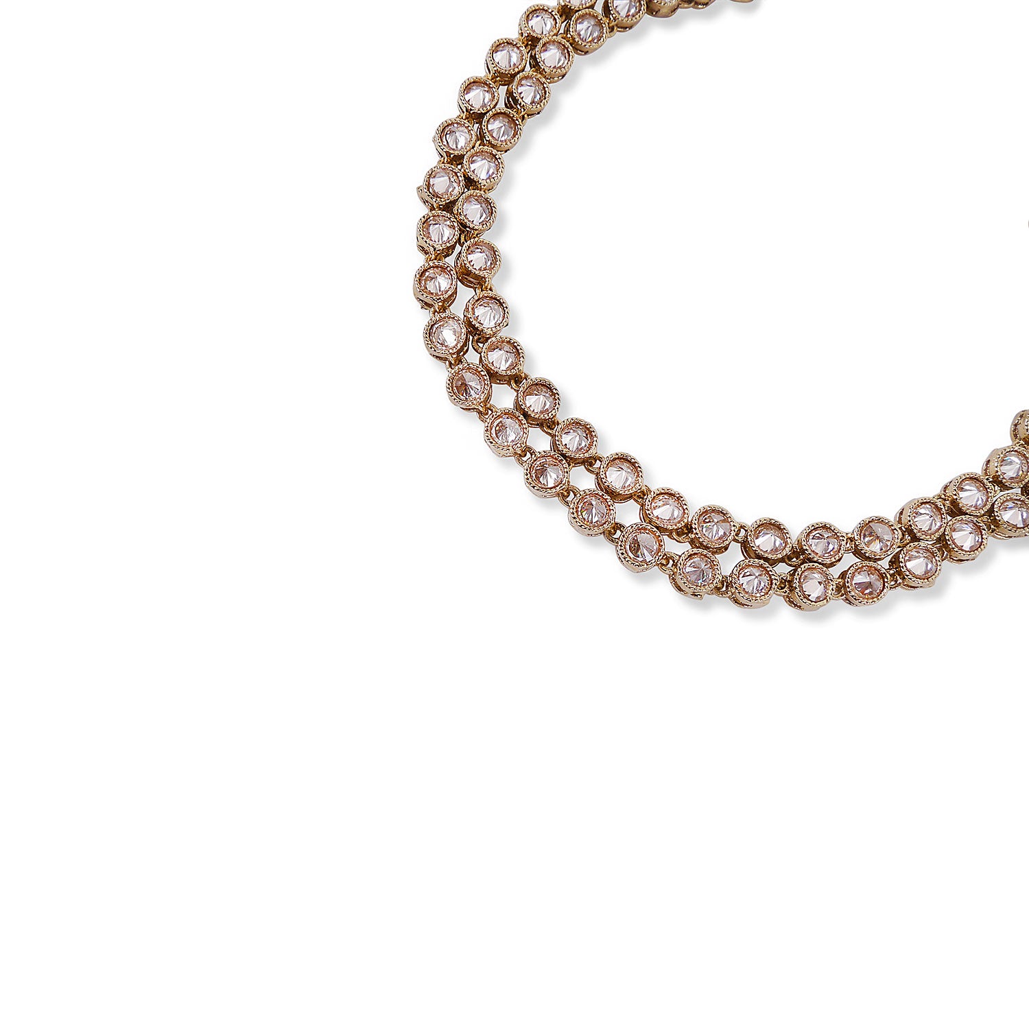 Double Row Crystal Anklet in Antique Gold