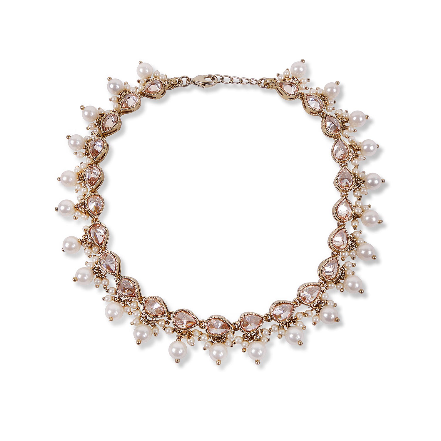 Pearl Cluster Anklet in Antique Gold