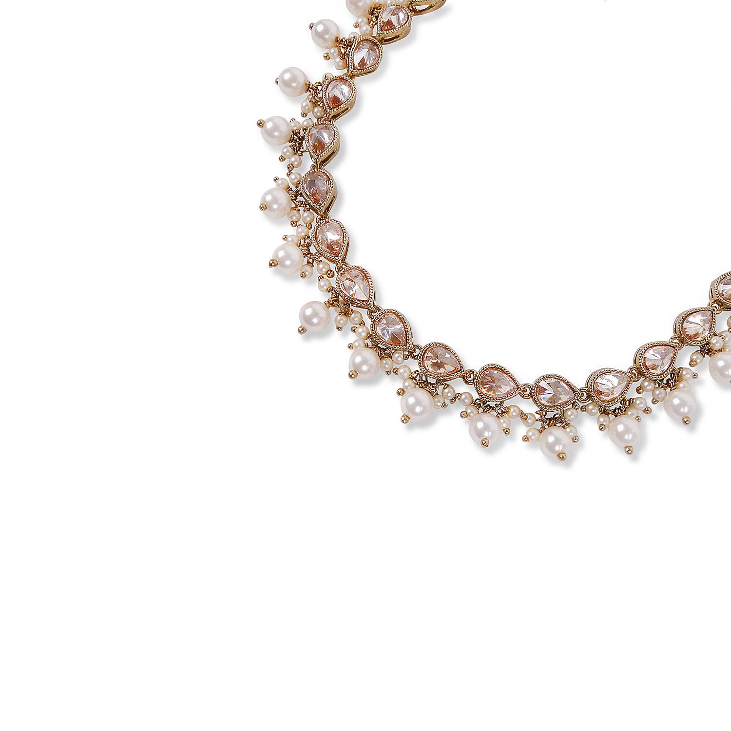 Pearl Cluster Anklet in Antique Gold