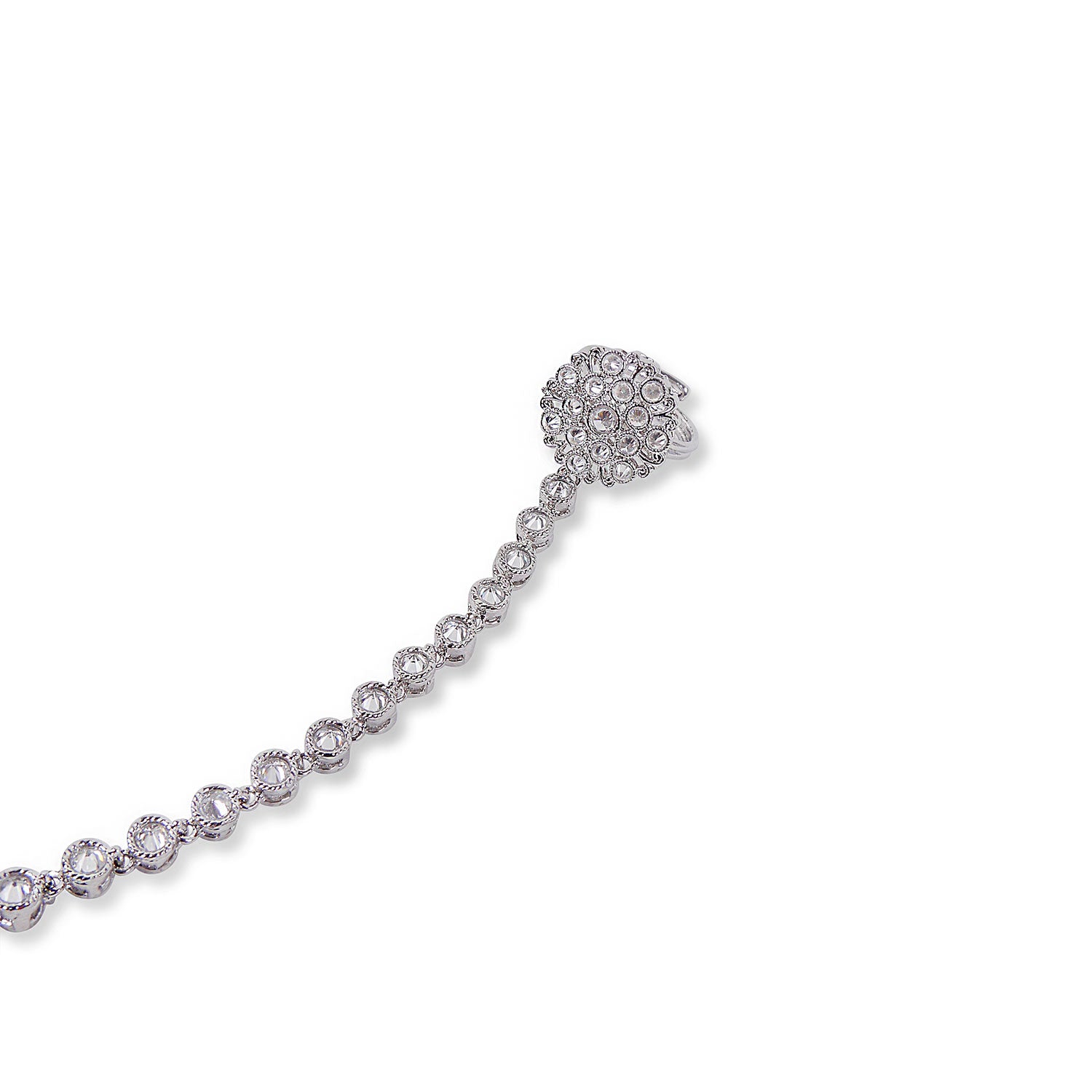 Samiya Hand Chain in Rhodium