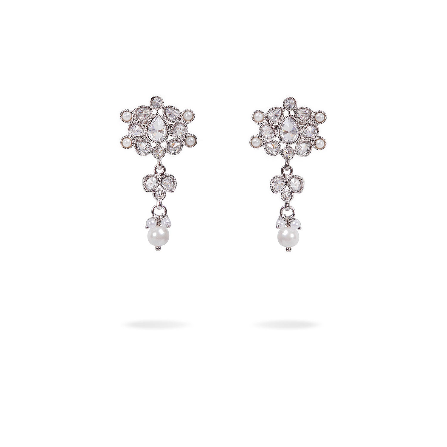 Masoom Small Earrings in Pearl and Rhodium