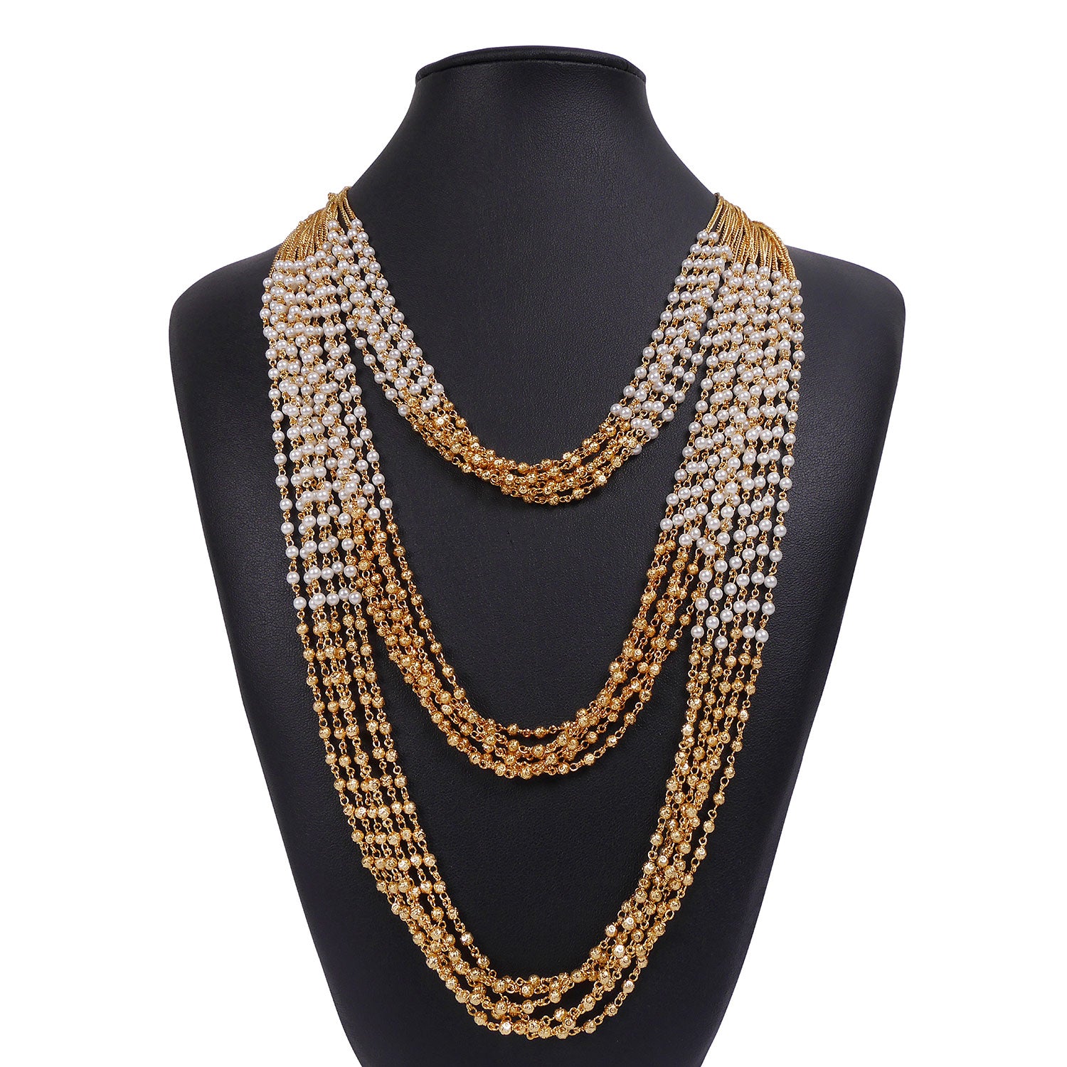 Kanari Multi Layered Chain in Pearl and Gold Ball