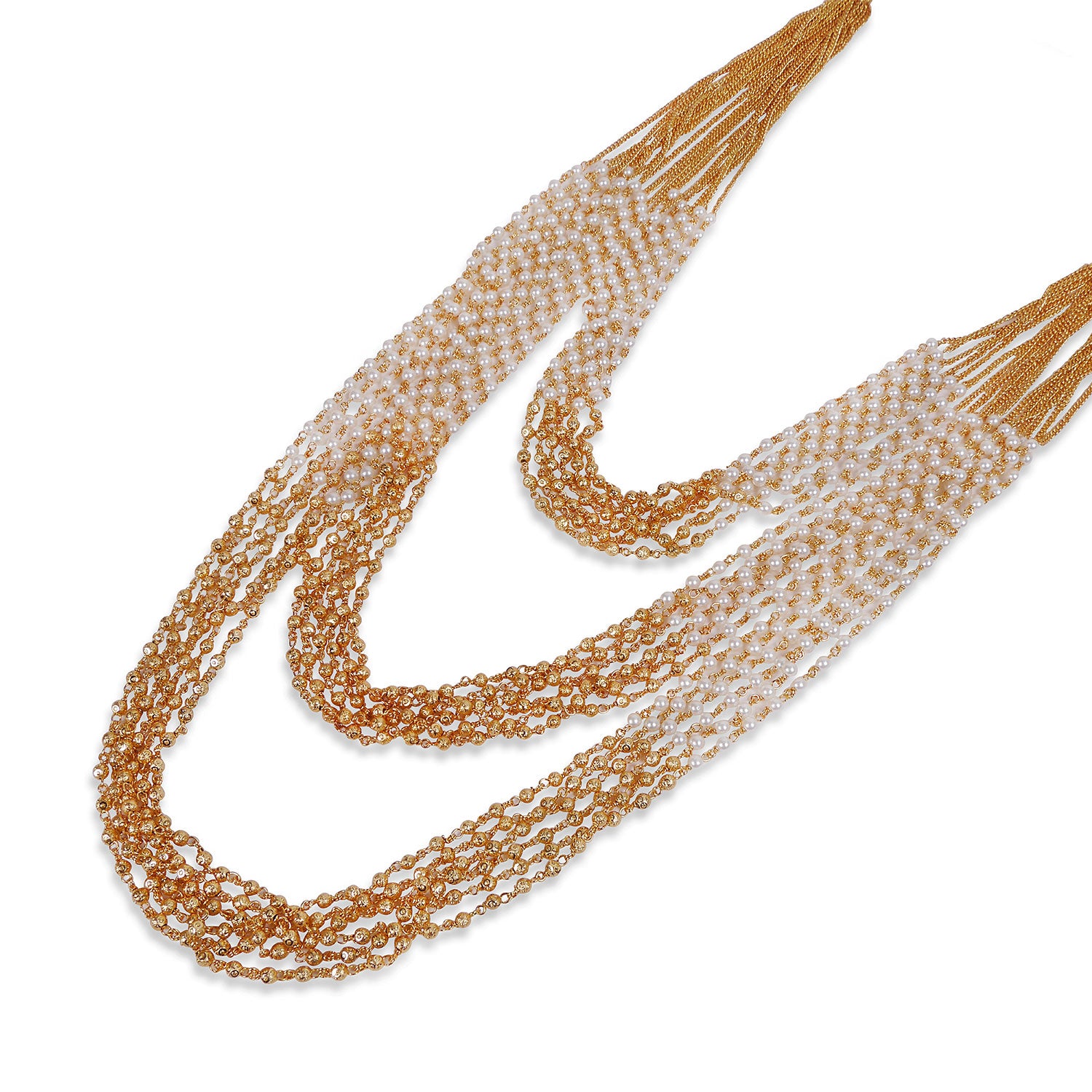 Kanari Multi Layered Chain in Pearl and Gold Ball