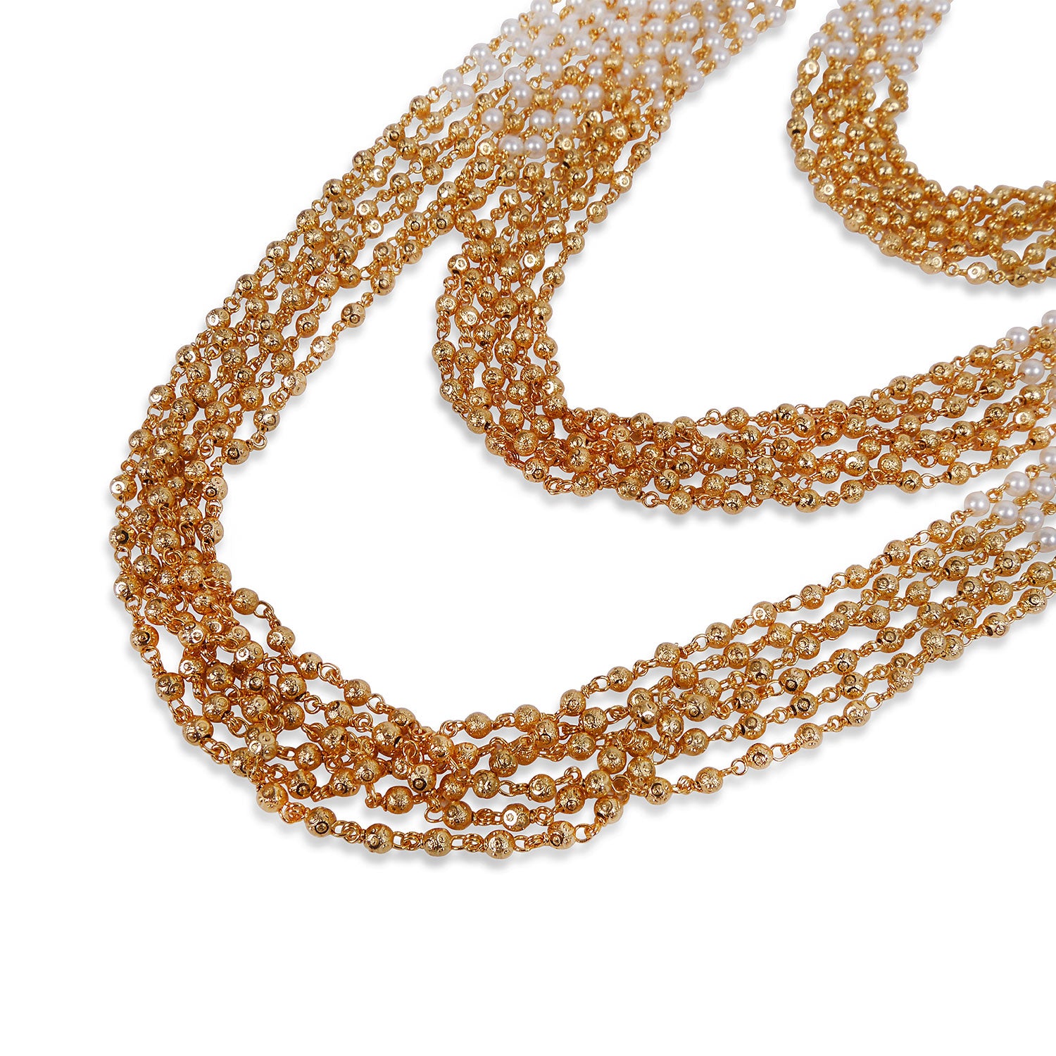 Kanari Multi Layered Chain in Pearl and Gold Ball