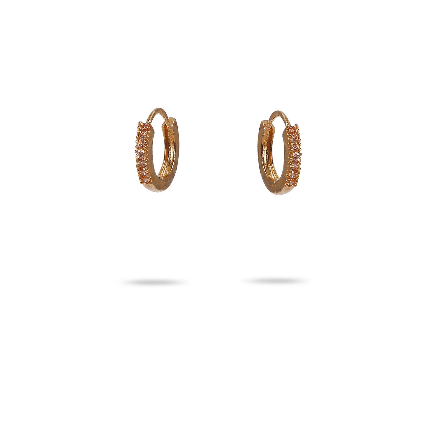 Cubic Zirconia Hoop Earrings in Champagne