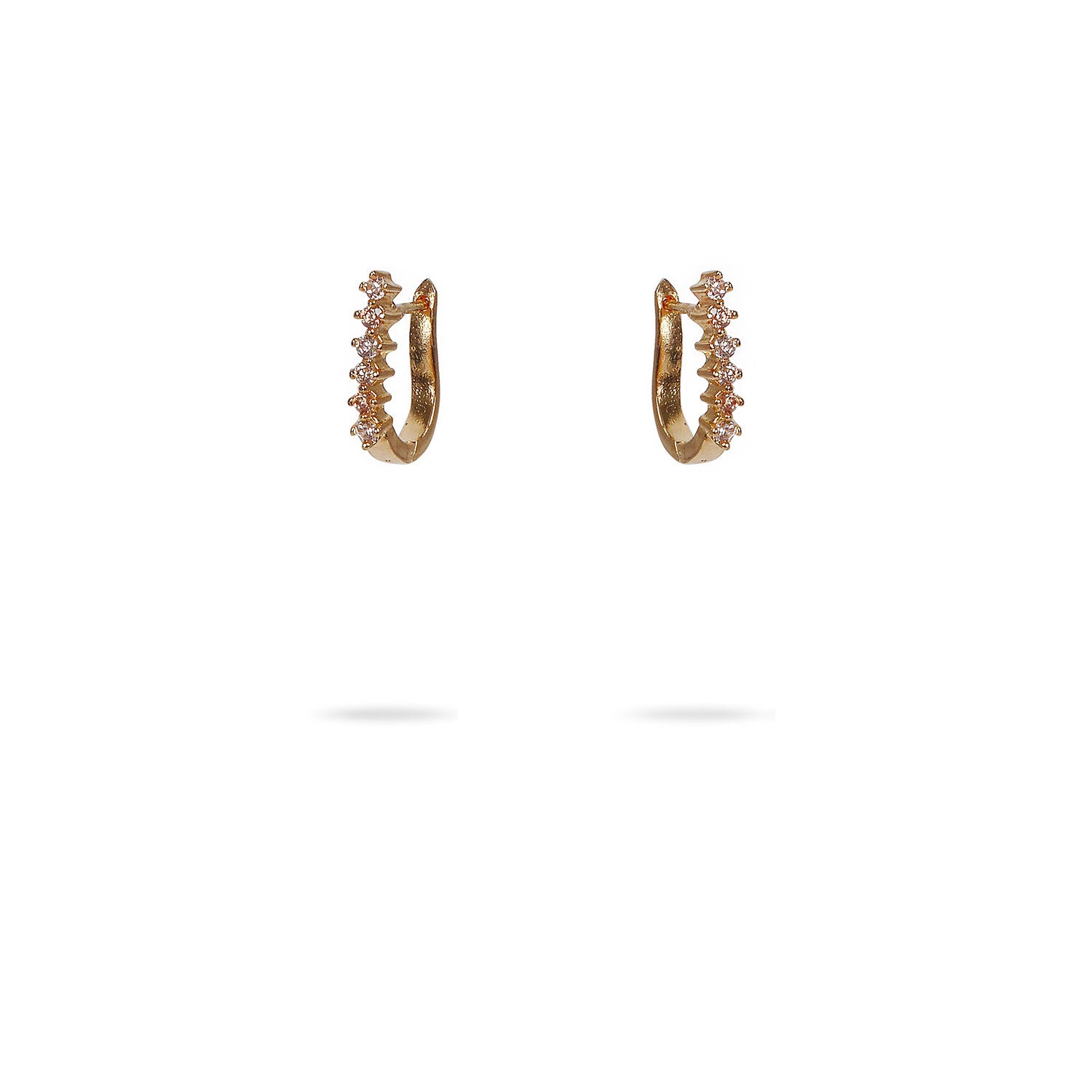 Cubic Zirconia Huggie Hoop Earrings in Light Topaz