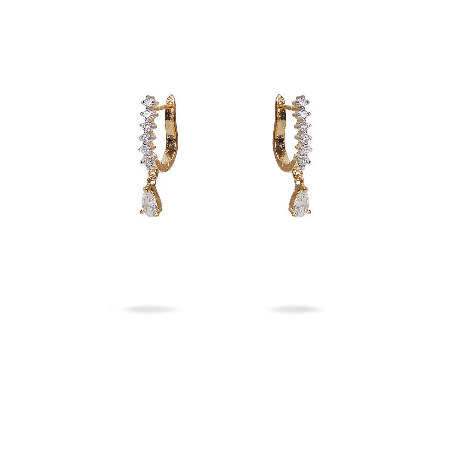 Crystal Drop Cubic Zirconia Hoops in White