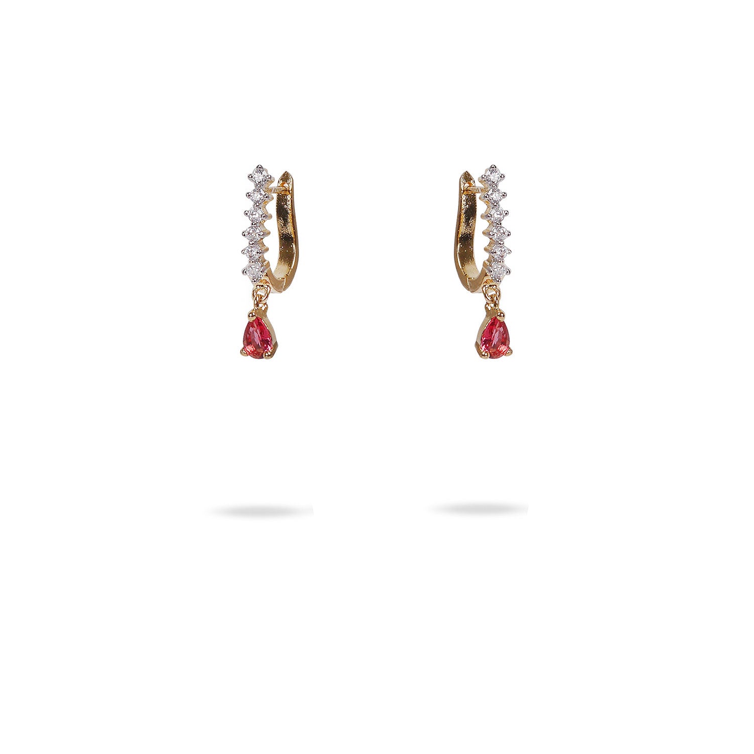 Crystal Drop Cubic Zirconia Earrings in Ruby